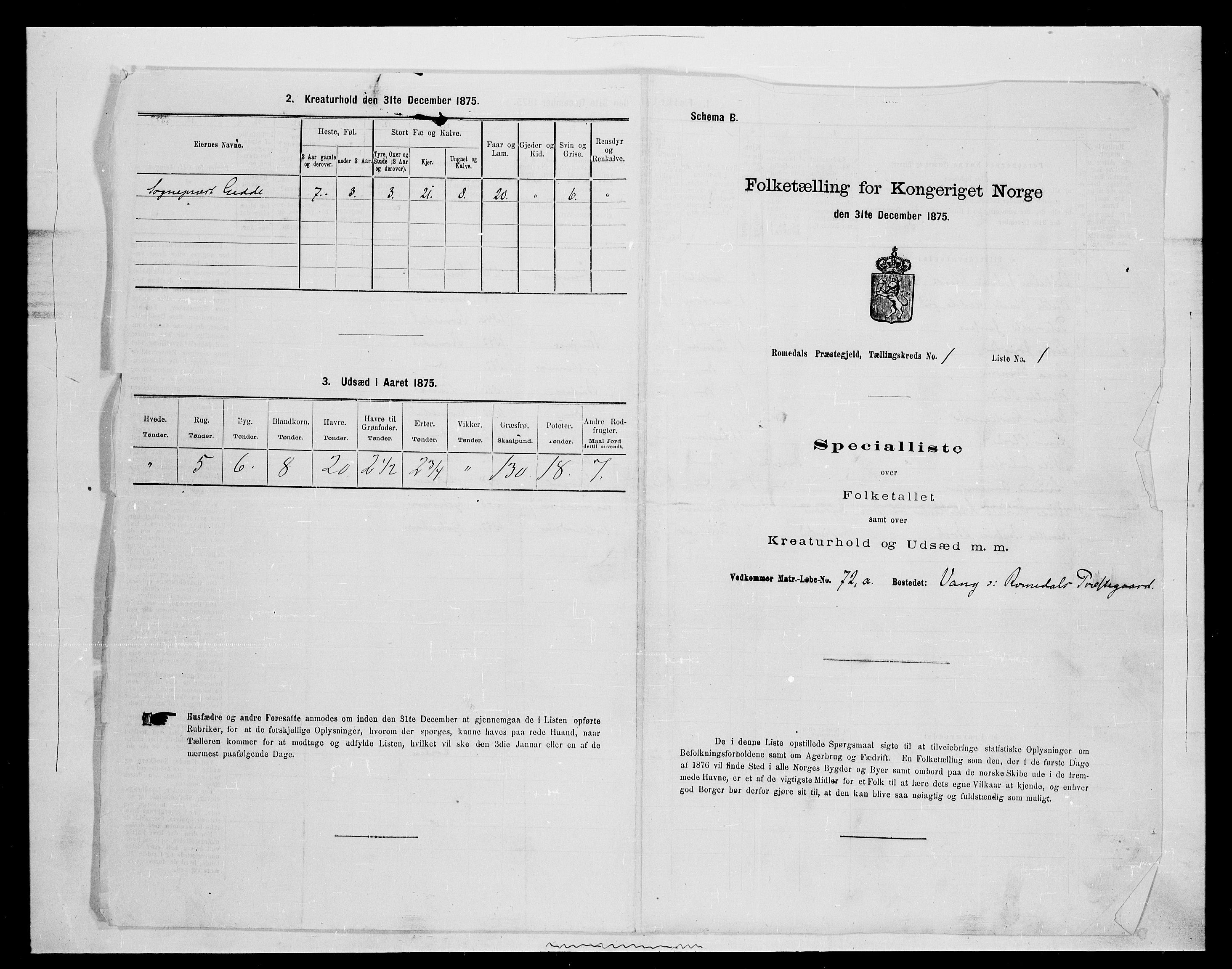 SAH, 1875 census for 0416P Romedal, 1875, p. 117