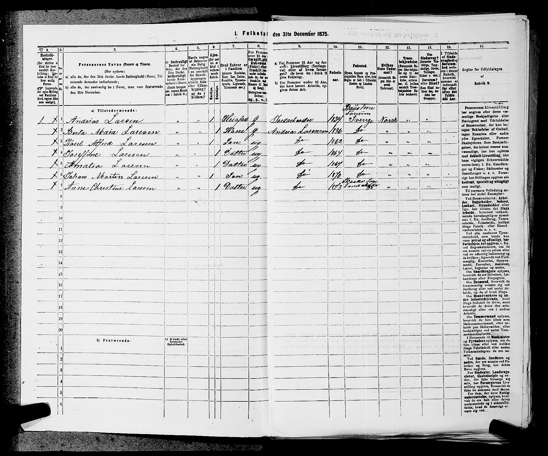 SAKO, 1875 census for 0816P Sannidal, 1875, p. 1446