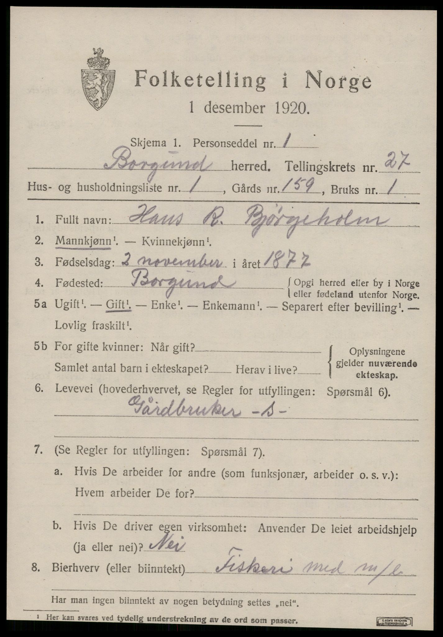 SAT, 1920 census for Borgund, 1920, p. 17706