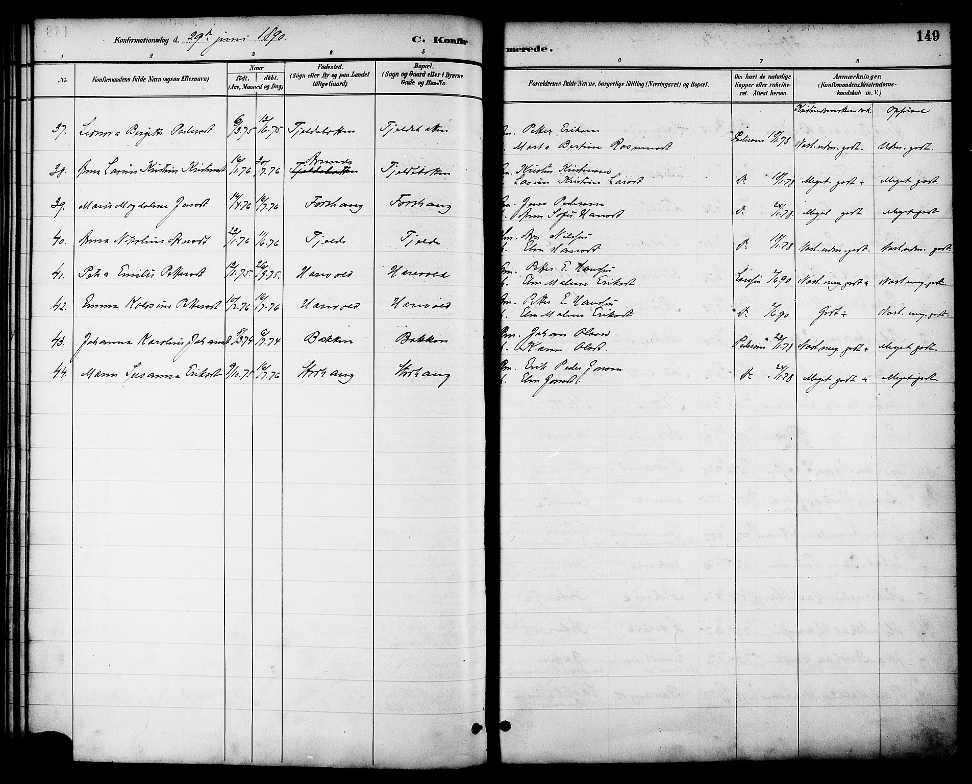 Ministerialprotokoller, klokkerbøker og fødselsregistre - Nordland, AV/SAT-A-1459/863/L0898: Parish register (official) no. 863A10, 1886-1897, p. 149