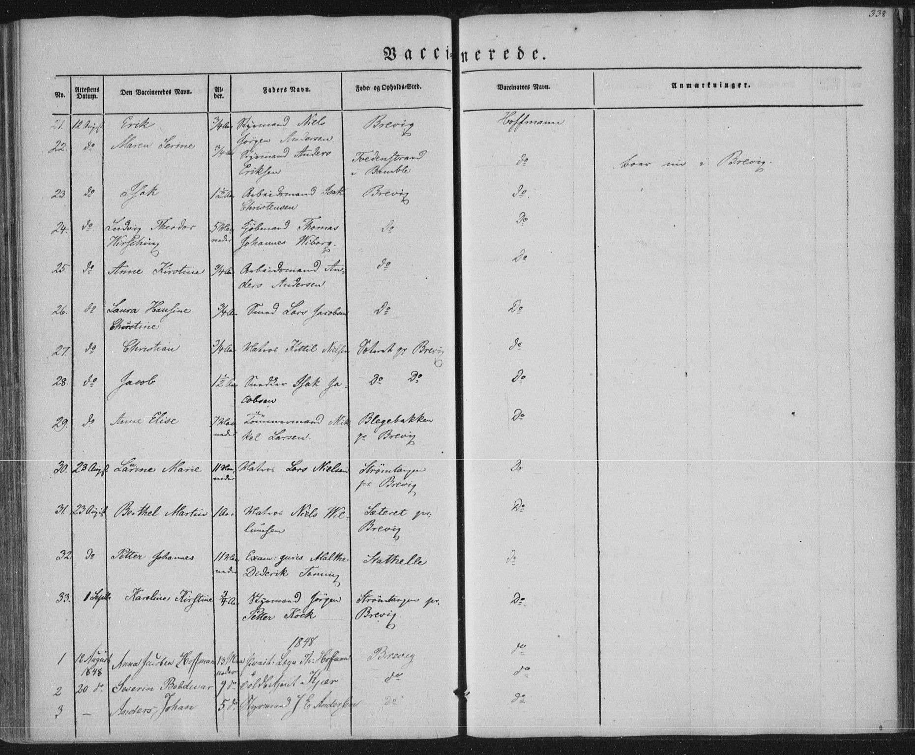 Brevik kirkebøker, SAKO/A-255/F/Fa/L0005: Parish register (official) no. 5, 1847-1865, p. 338