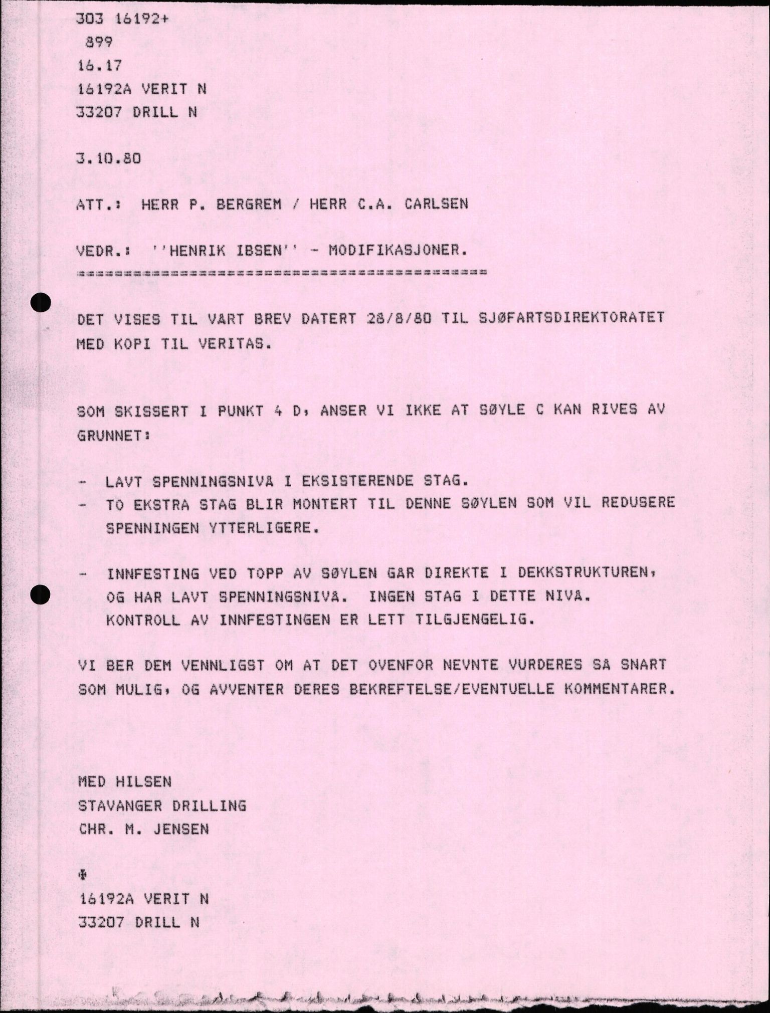 Pa 1503 - Stavanger Drilling AS, AV/SAST-A-101906/2/E/Ec/Eca/L0011: Sak og korrespondanse, 1980-1981