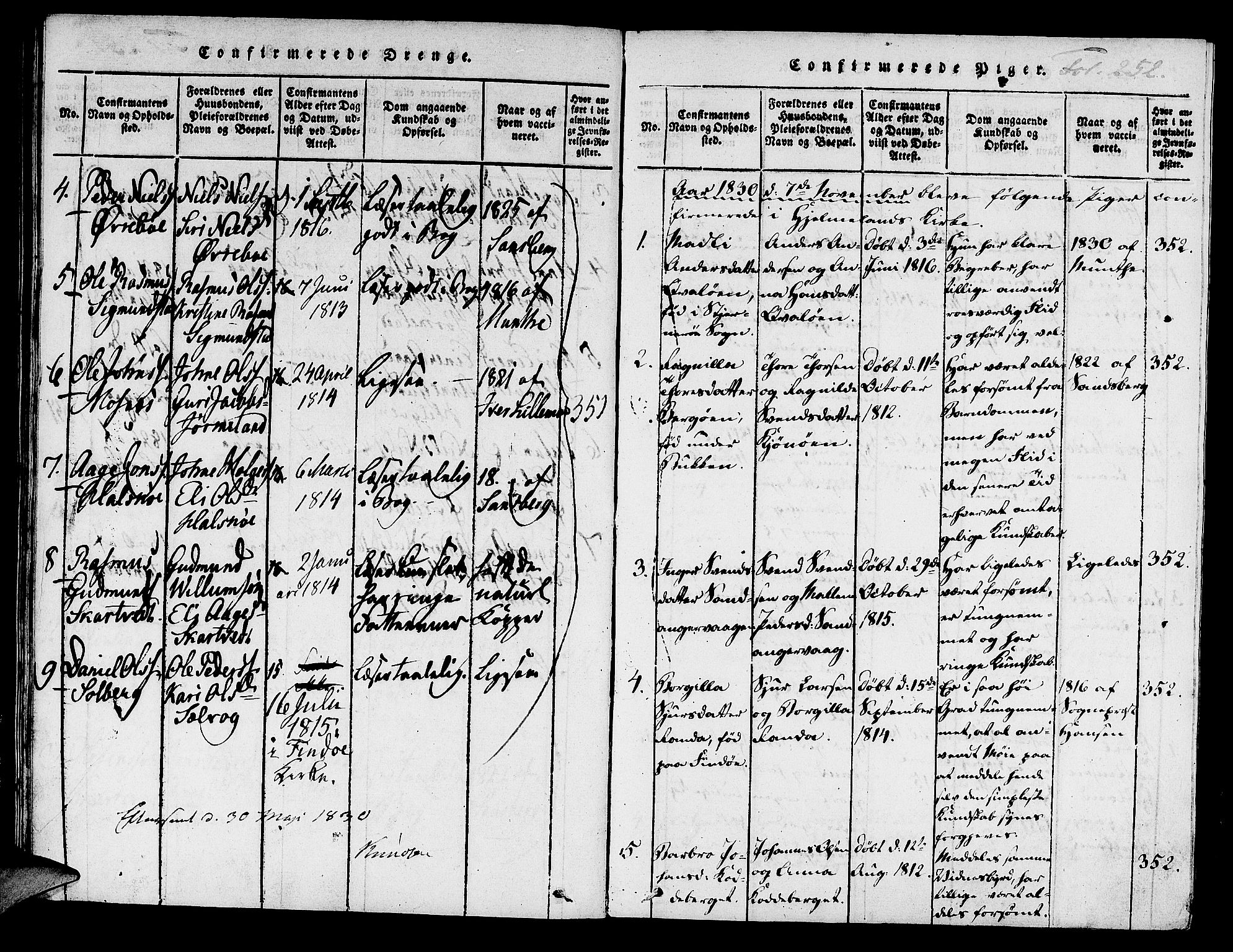 Hjelmeland sokneprestkontor, AV/SAST-A-101843/01/IV/L0004: Parish register (official) no. A 4, 1816-1834, p. 252