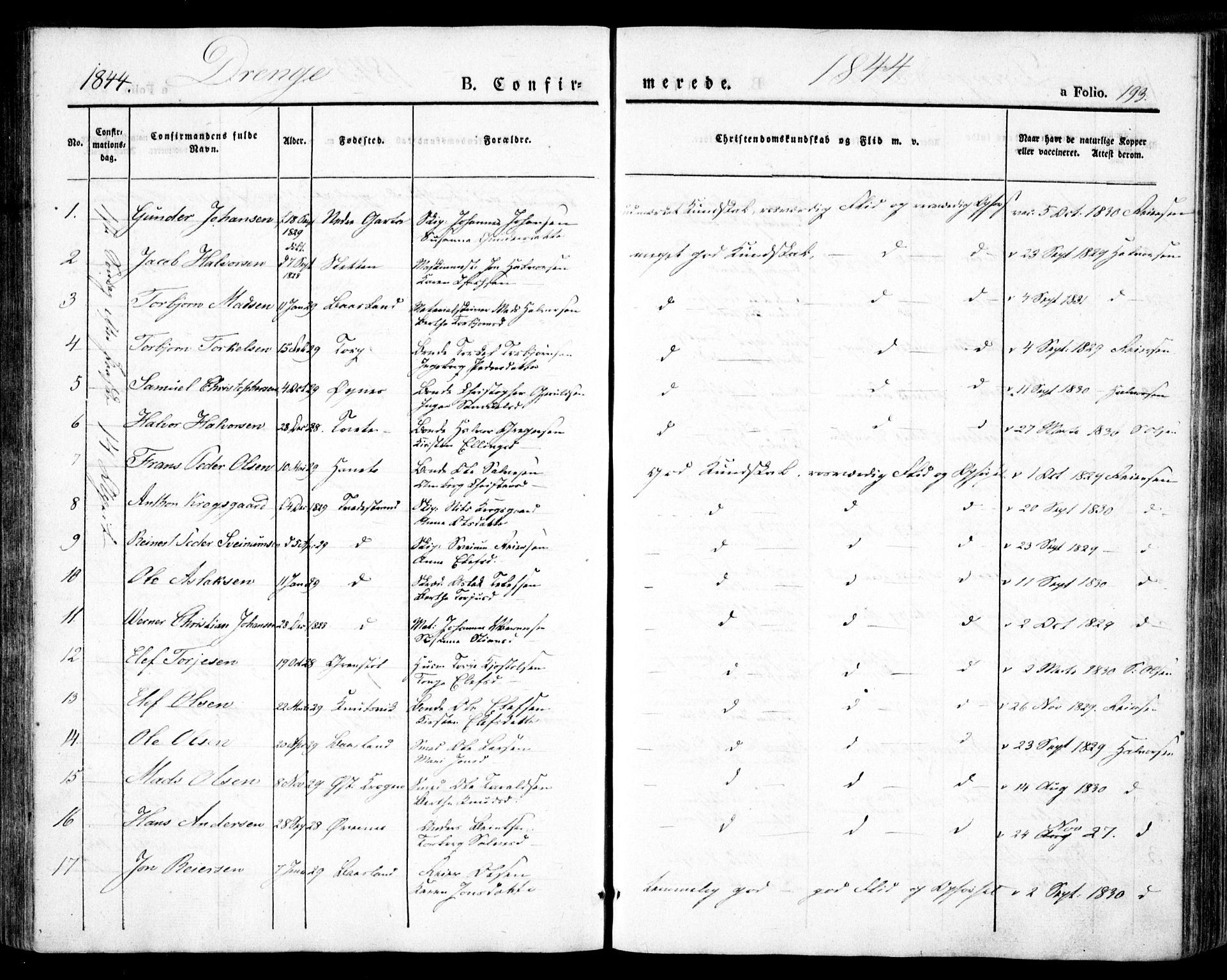 Holt sokneprestkontor, AV/SAK-1111-0021/F/Fa/L0007: Parish register (official) no. A 7, 1836-1848, p. 193