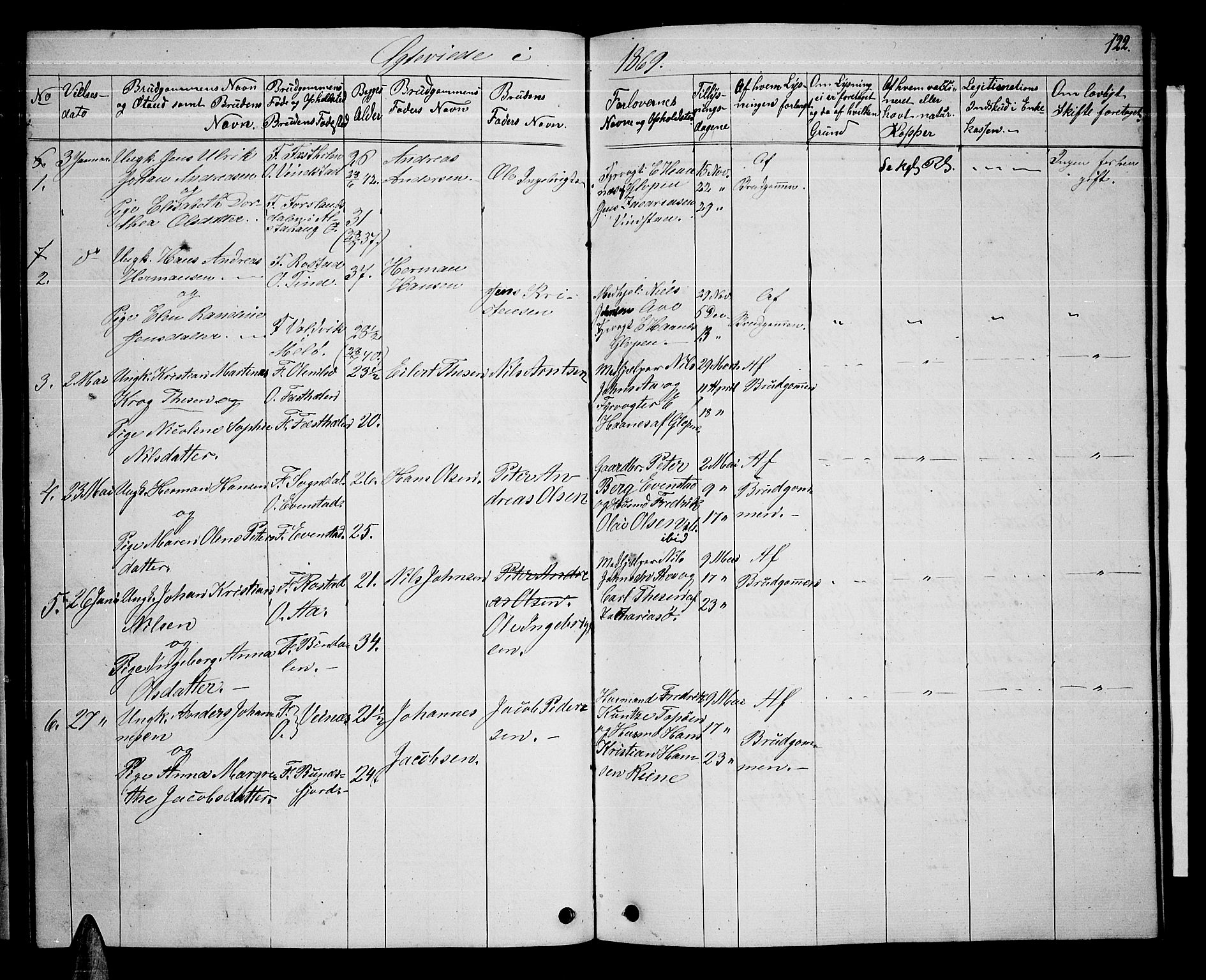 Ministerialprotokoller, klokkerbøker og fødselsregistre - Nordland, AV/SAT-A-1459/886/L1224: Parish register (copy) no. 886C01, 1843-1873, p. 122