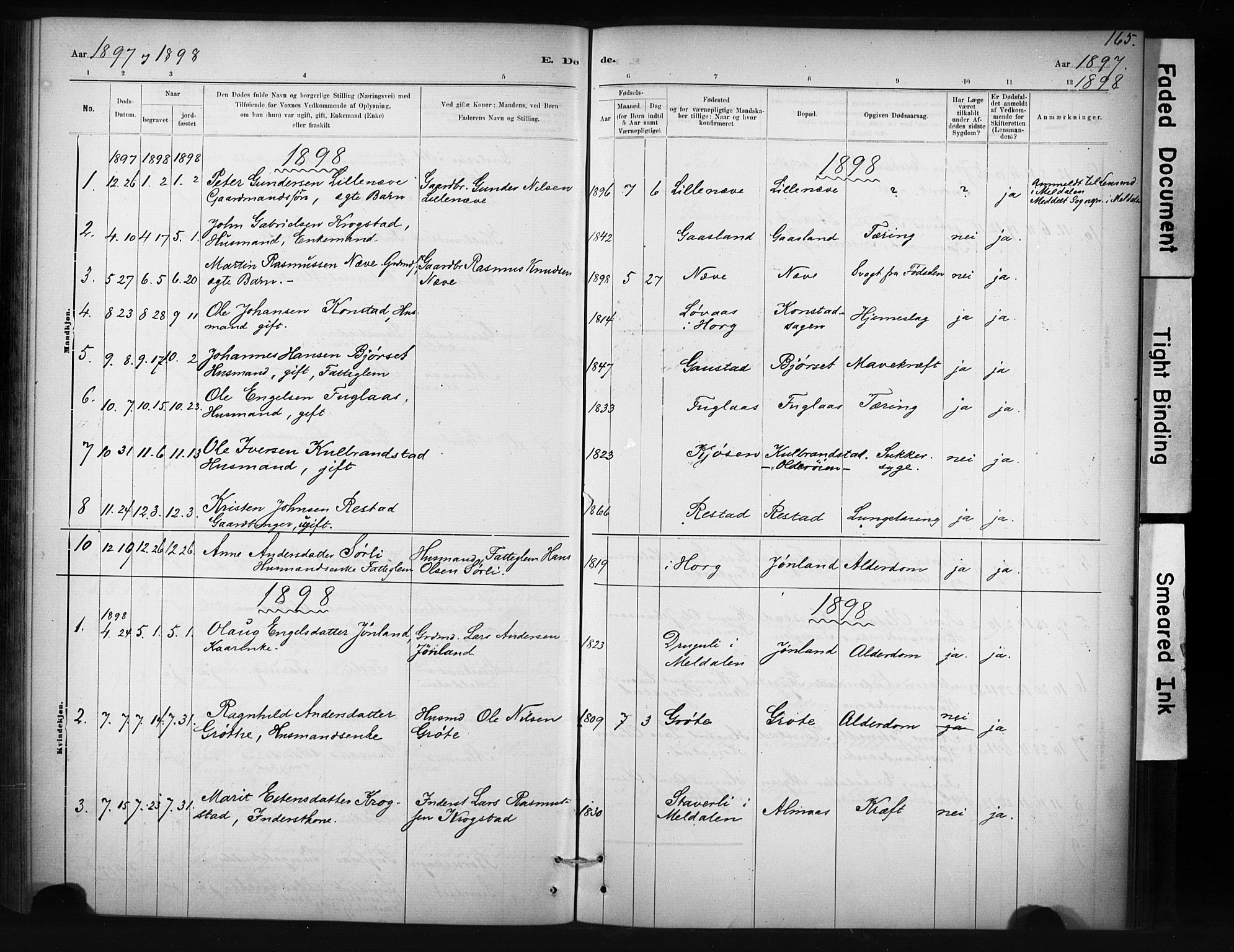 Ministerialprotokoller, klokkerbøker og fødselsregistre - Sør-Trøndelag, SAT/A-1456/694/L1127: Parish register (official) no. 694A01, 1887-1905, p. 165