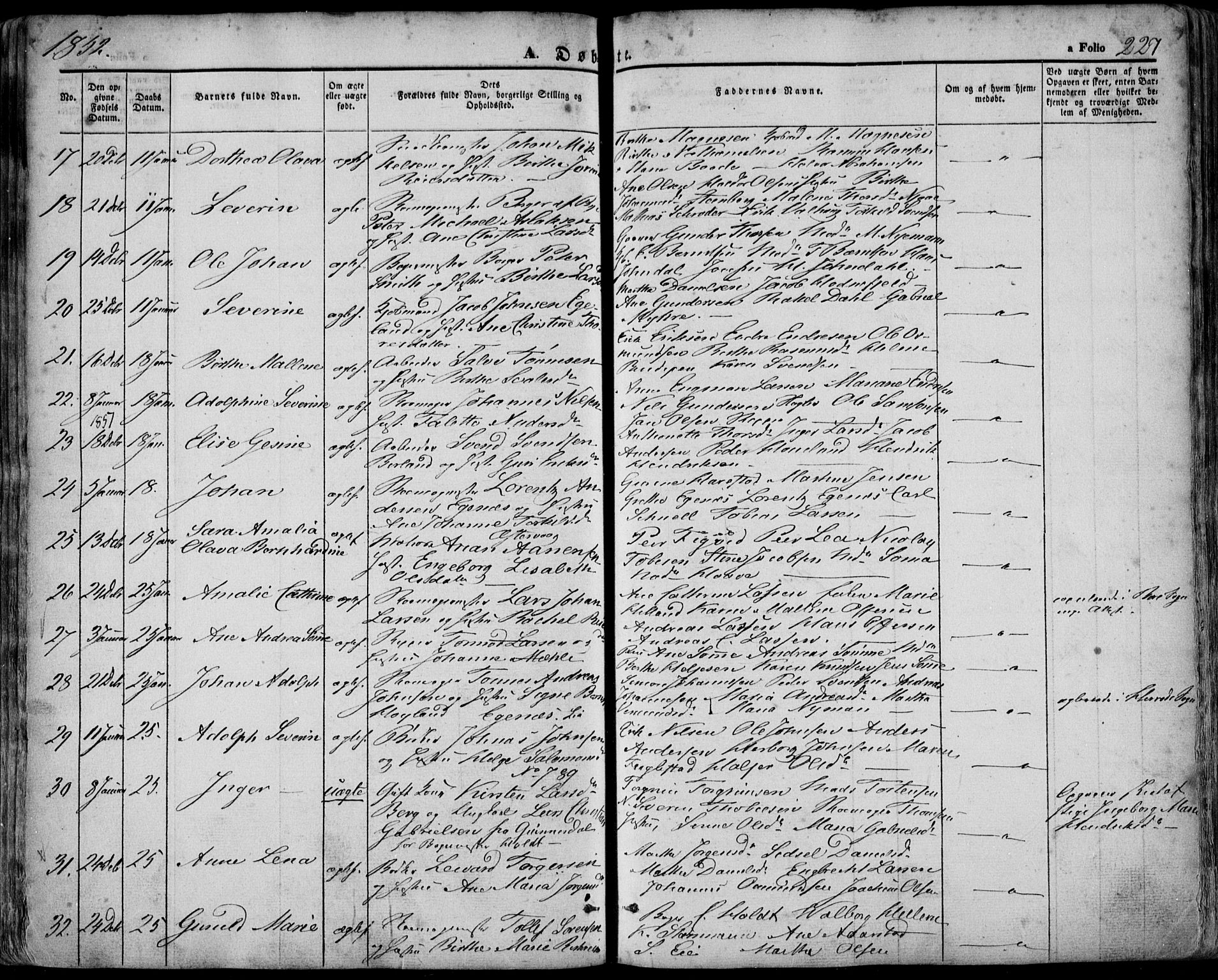 Domkirken sokneprestkontor, SAST/A-101812/001/30/30BA/L0016: Parish register (official) no. A 15, 1844-1854, p. 227