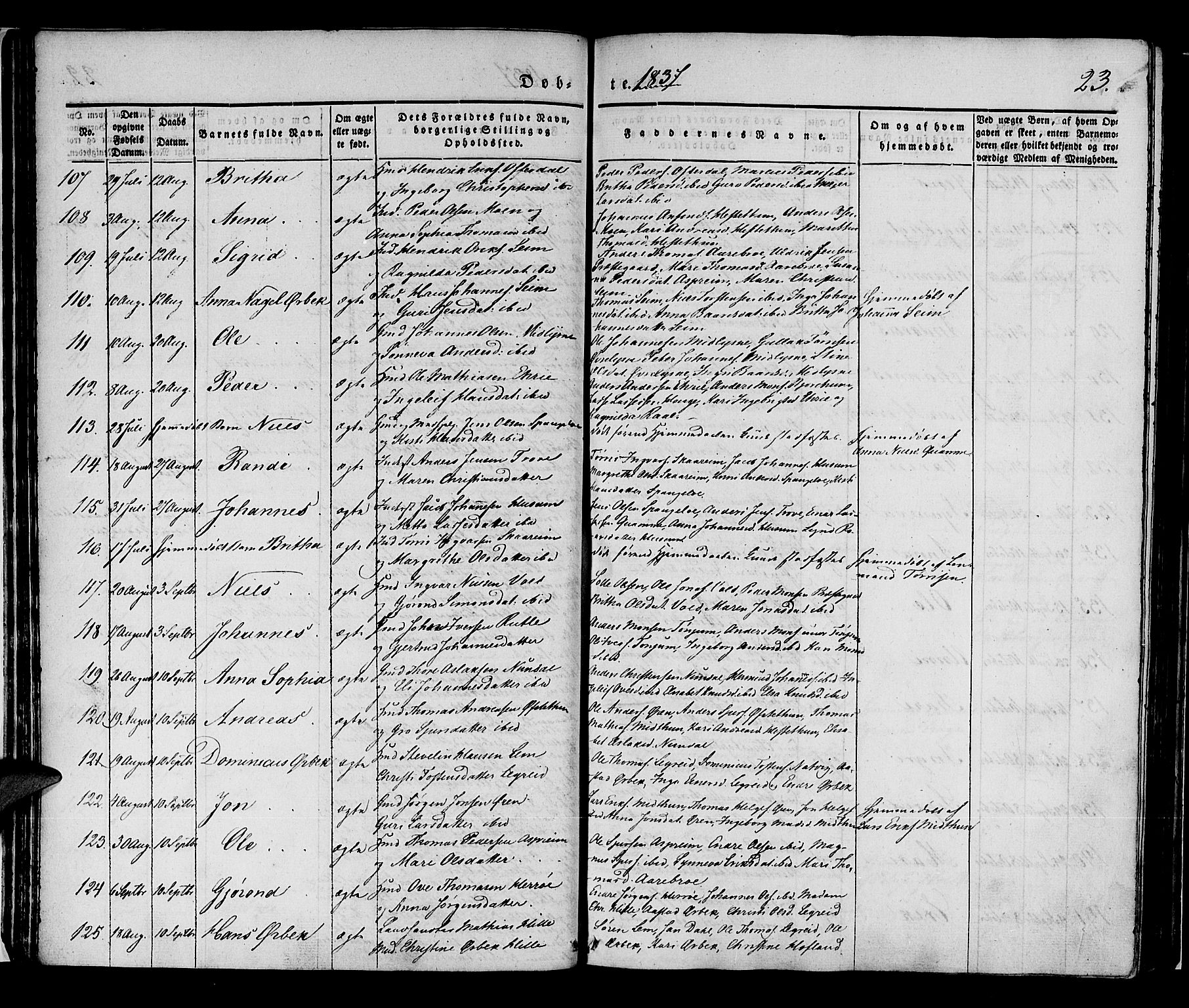 Lærdal sokneprestembete, SAB/A-81201: Parish register (official) no. A 6, 1835-1849, p. 23