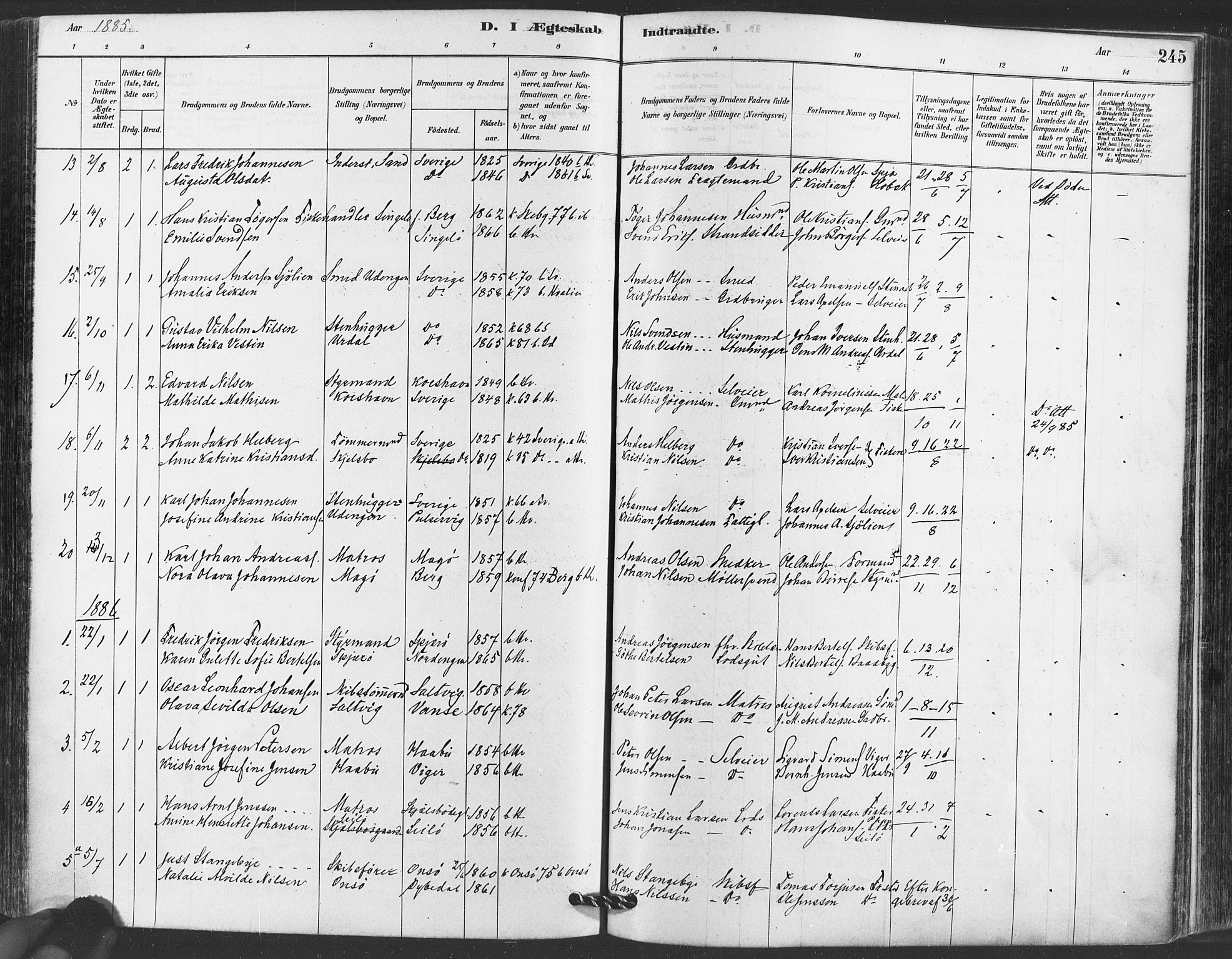 Hvaler prestekontor Kirkebøker, SAO/A-2001/F/Fa/L0008: Parish register (official) no. I 8, 1878-1895, p. 245