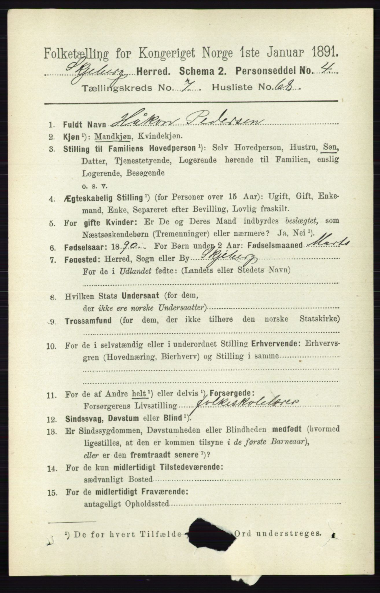 RA, 1891 census for 0115 Skjeberg, 1891, p. 3865