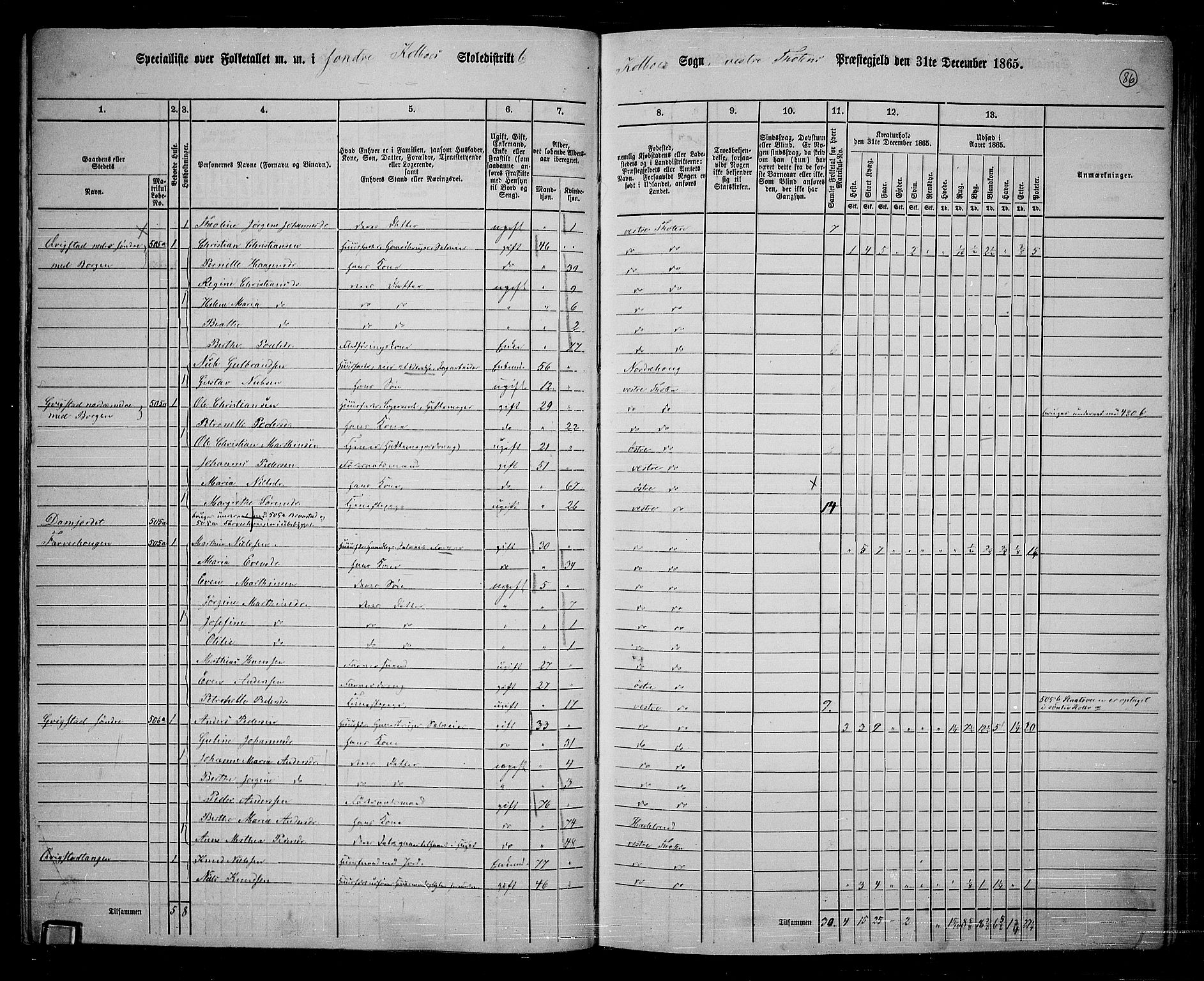 RA, 1865 census for Vestre Toten, 1865, p. 240