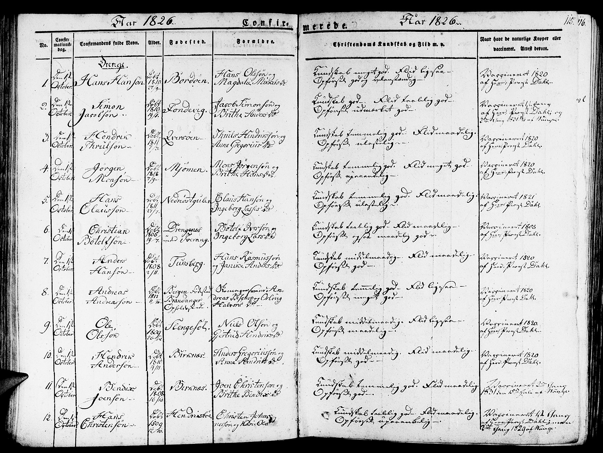 Gulen sokneprestembete, AV/SAB-A-80201/H/Haa/Haaa/L0019: Parish register (official) no. A 19, 1826-1836, p. 115