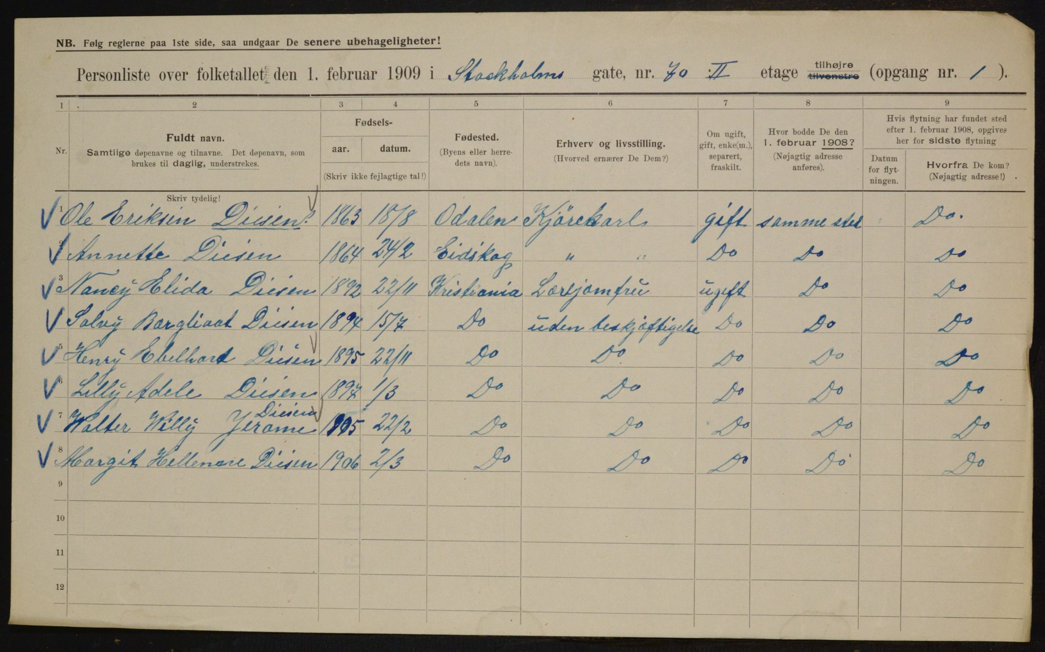 OBA, Municipal Census 1909 for Kristiania, 1909, p. 92782