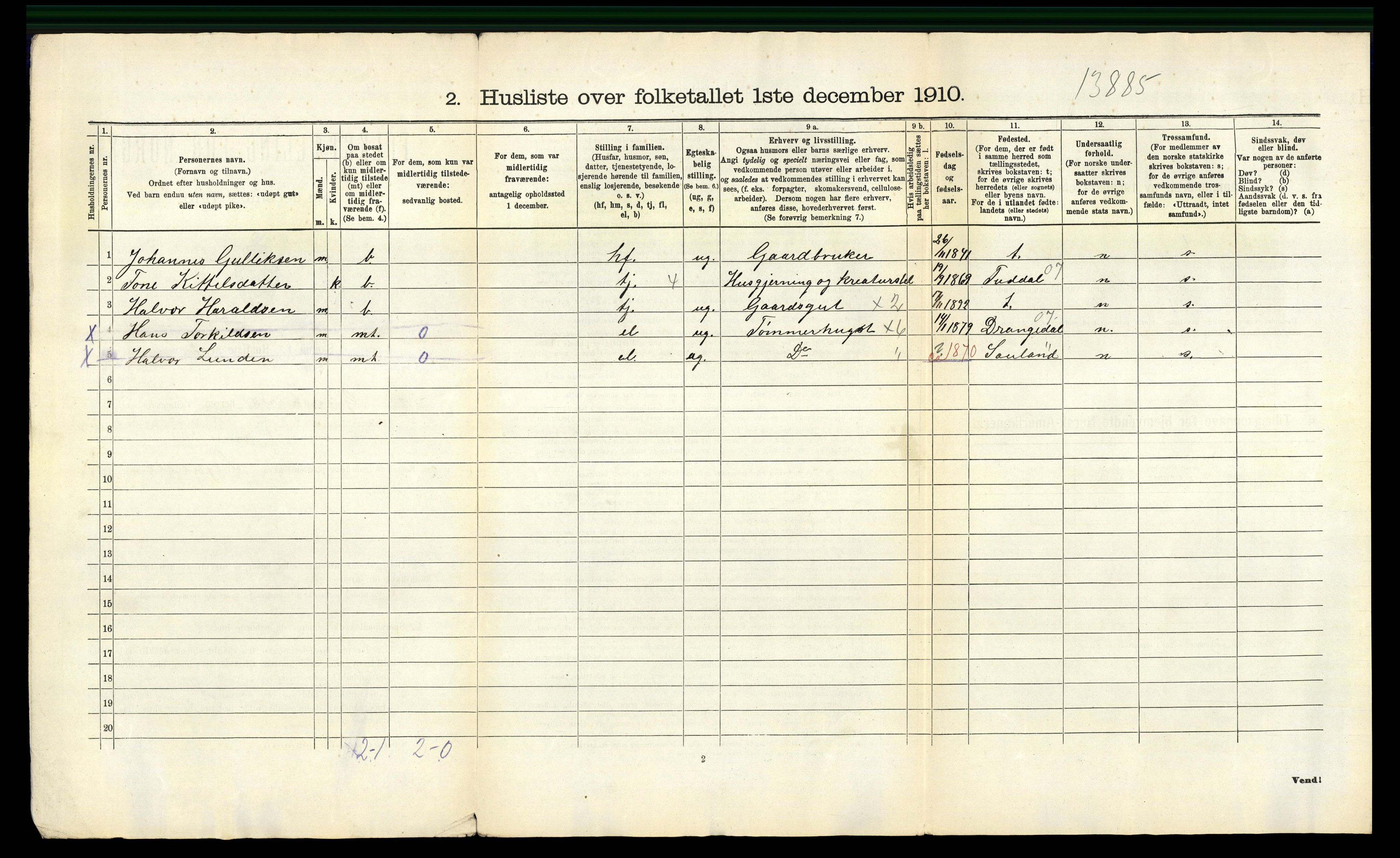 RA, 1910 census for Gransherad, 1910, p. 31