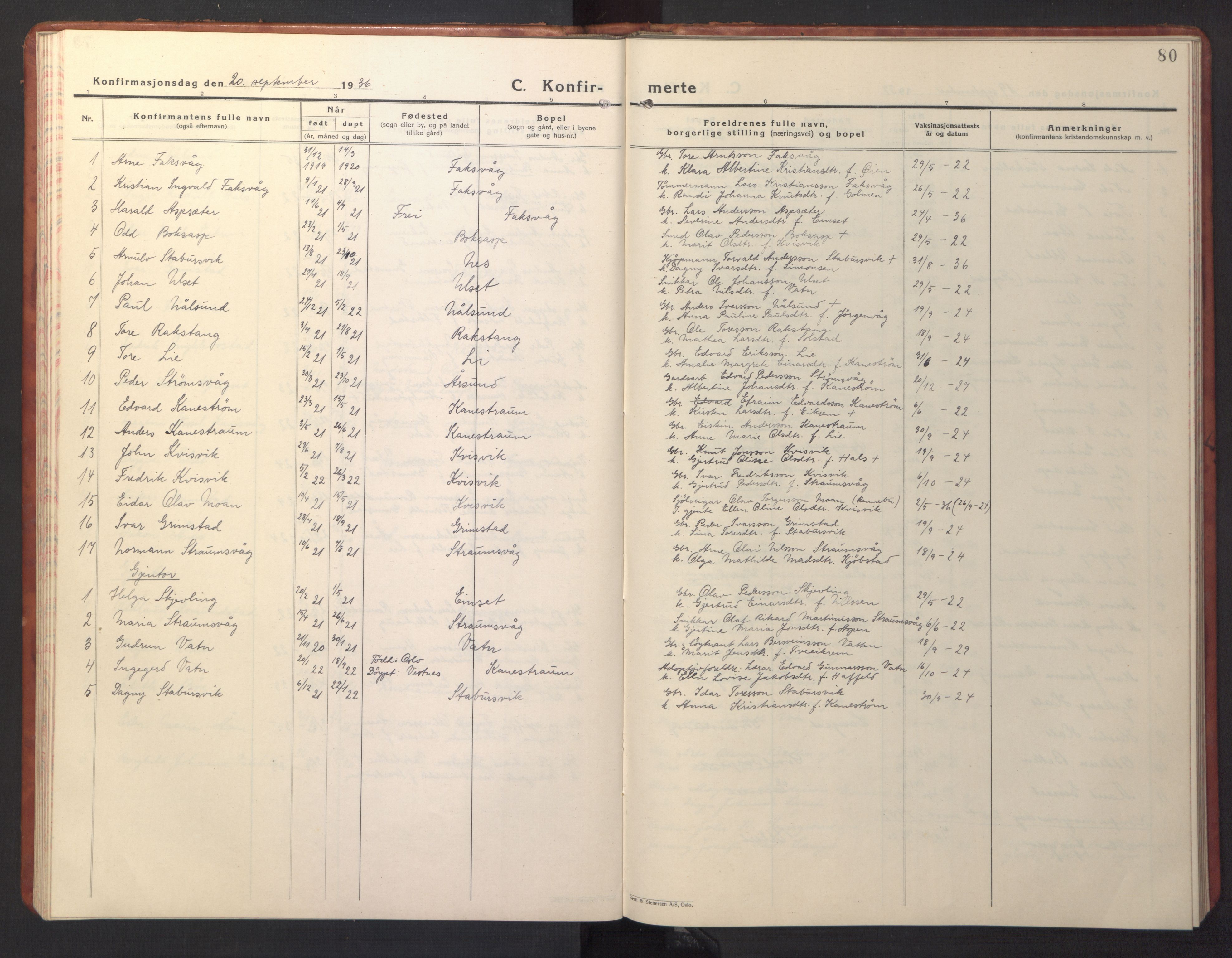 Ministerialprotokoller, klokkerbøker og fødselsregistre - Møre og Romsdal, AV/SAT-A-1454/587/L1002: Parish register (copy) no. 587C02, 1926-1951, p. 80