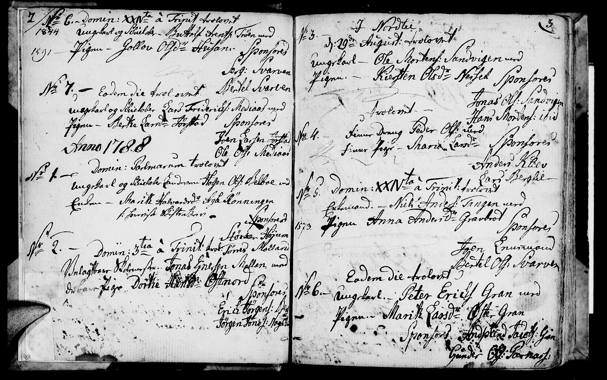 Ministerialprotokoller, klokkerbøker og fødselsregistre - Nord-Trøndelag, SAT/A-1458/749/L0468: Parish register (official) no. 749A02, 1787-1817, p. 2-3