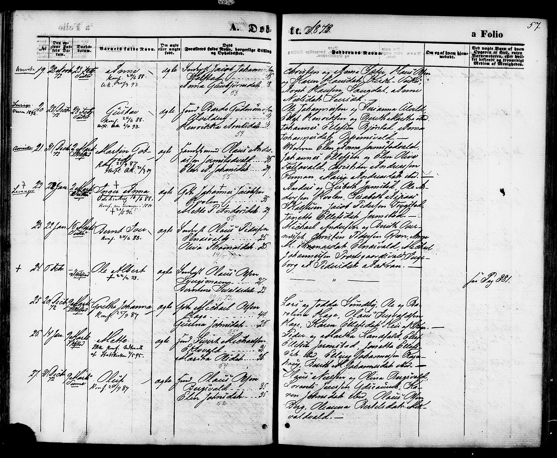 Ministerialprotokoller, klokkerbøker og fødselsregistre - Nord-Trøndelag, SAT/A-1458/723/L0242: Parish register (official) no. 723A11, 1870-1880, p. 57