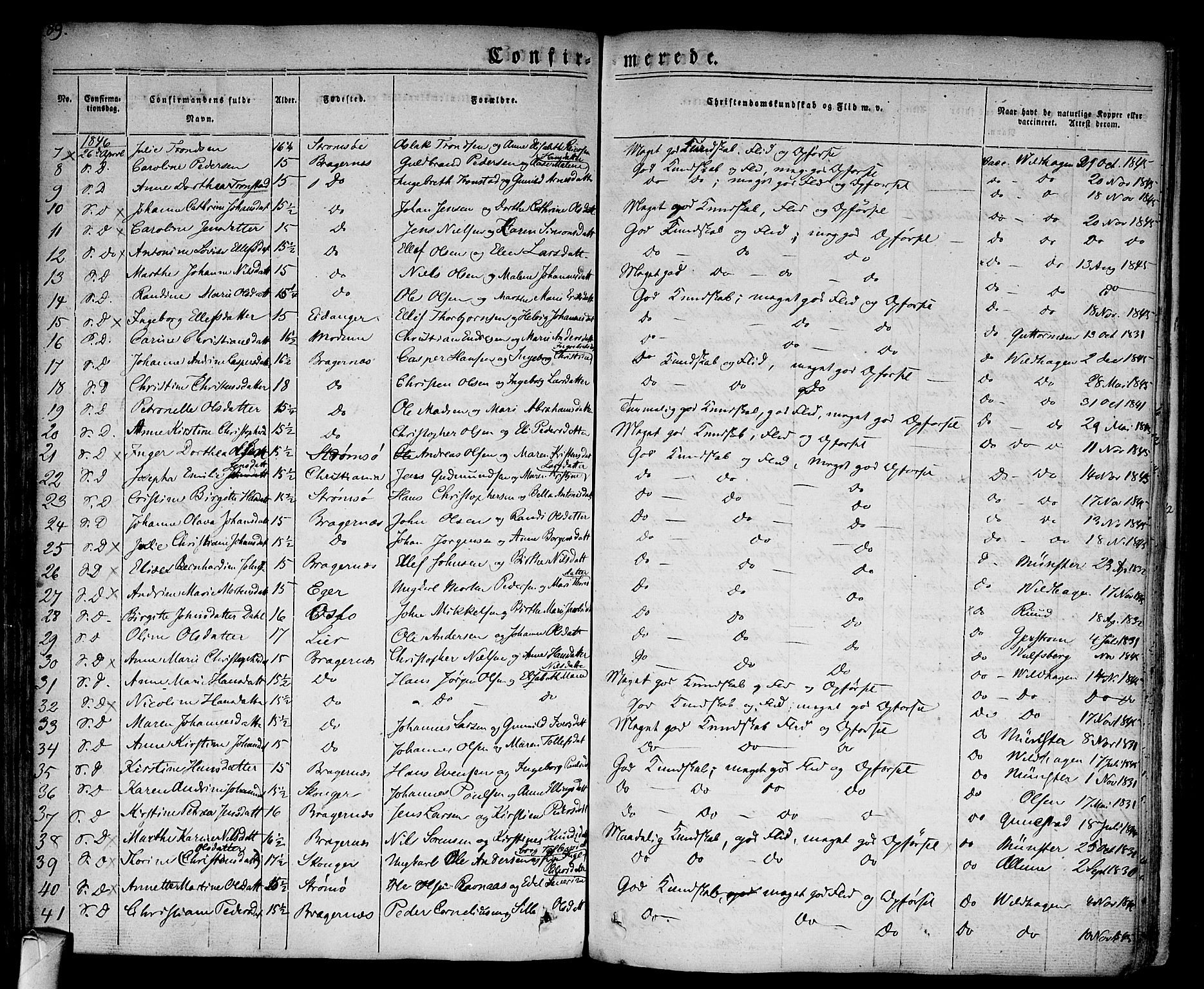 Bragernes kirkebøker, SAKO/A-6/F/Fc/L0001: Parish register (official) no. III 1, 1830-1853, p. 89