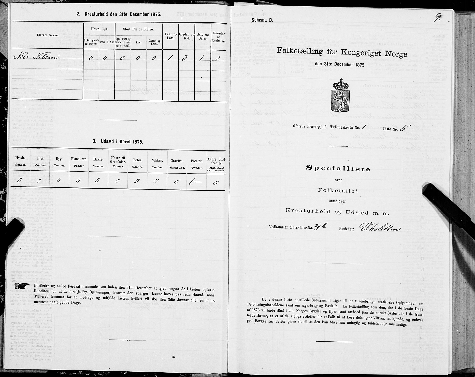 SAT, 1875 census for 1853P Ofoten, 1875, p. 1009