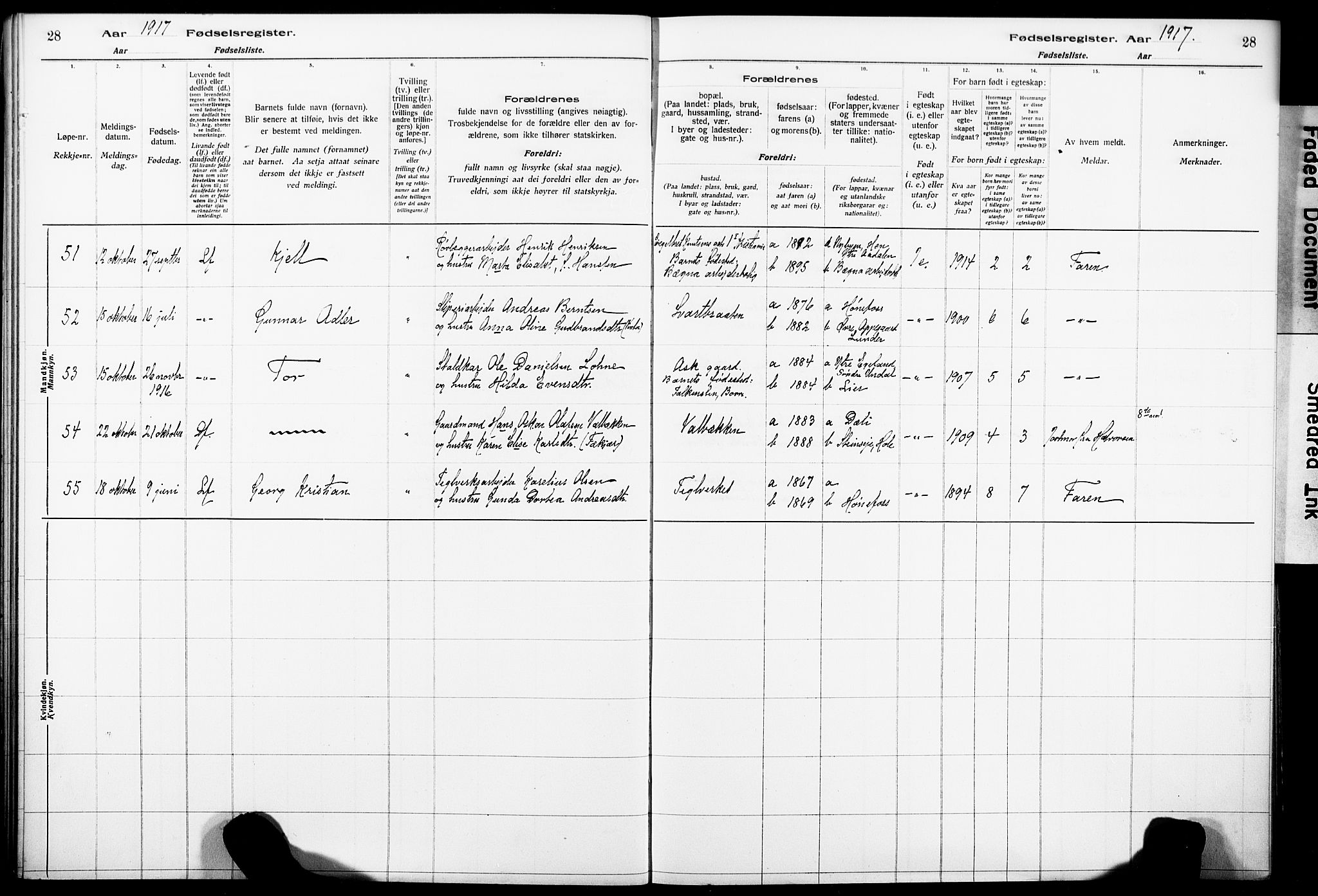 Norderhov kirkebøker, AV/SAKO-A-237/J/Ja/L0001: Birth register no. 1, 1916-1930, p. 28