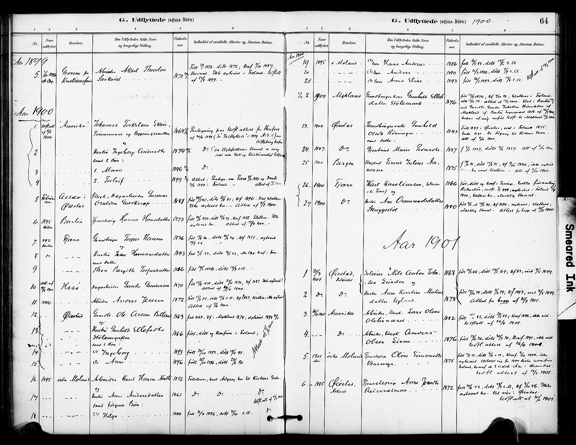 Froland sokneprestkontor, SAK/1111-0013/F/Fa/L0004: Parish register (official) no. A 4, 1882-1906, p. 64