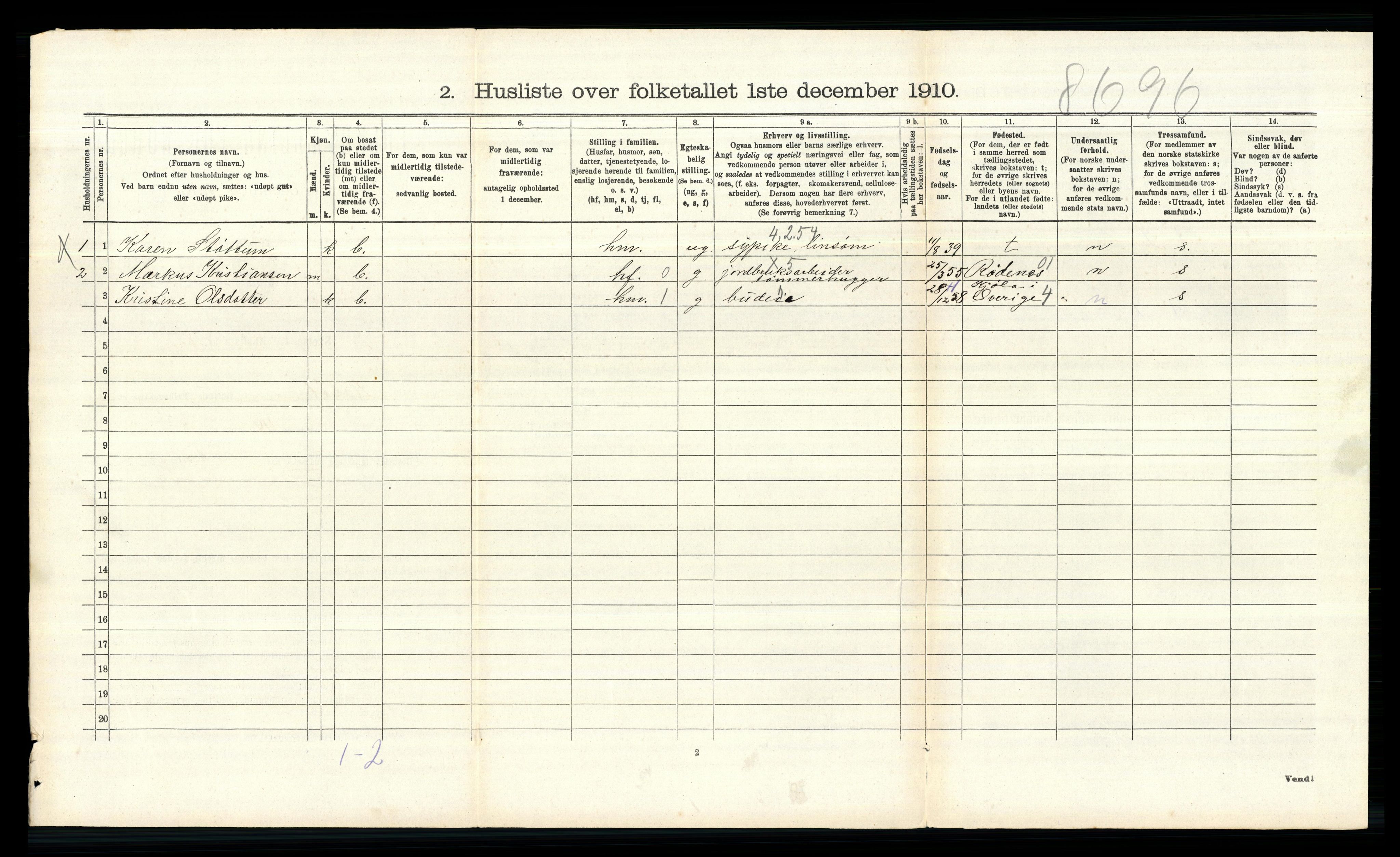 RA, 1910 census for Hobøl, 1910, p. 475