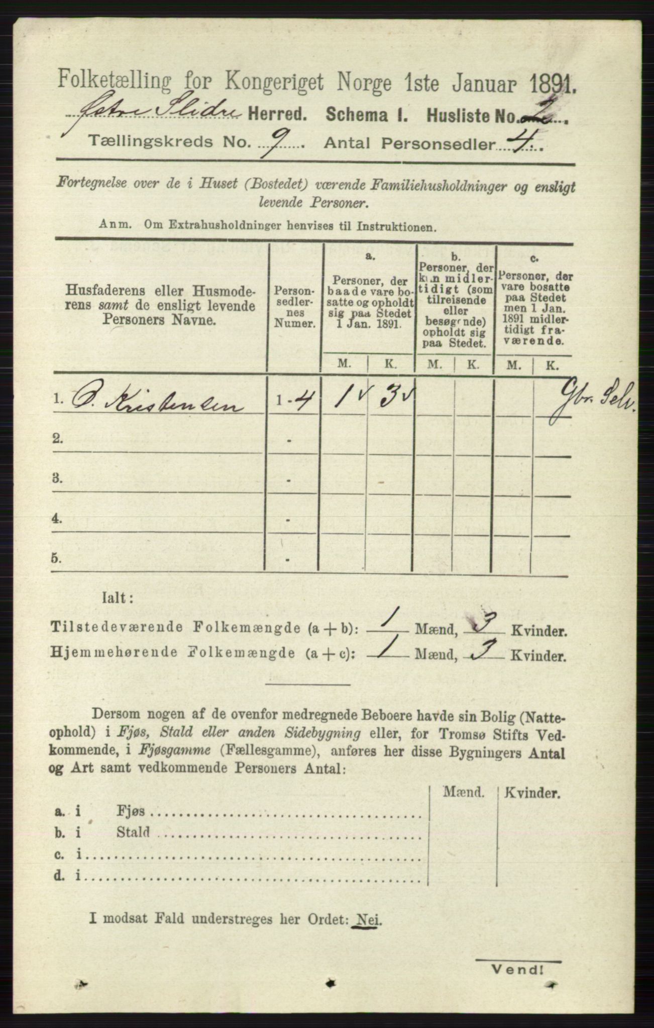 RA, 1891 census for 0544 Øystre Slidre, 1891, p. 3017