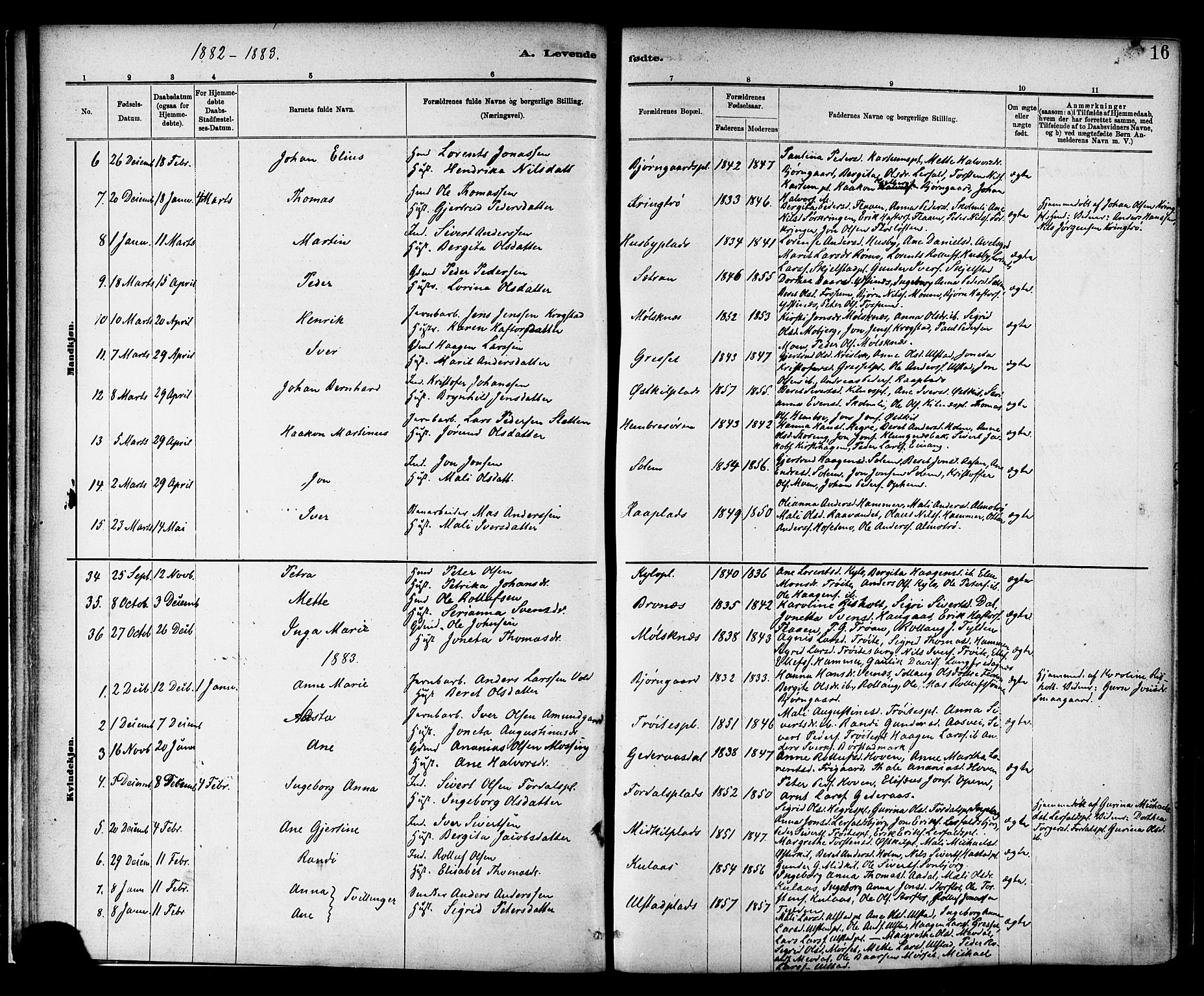Ministerialprotokoller, klokkerbøker og fødselsregistre - Nord-Trøndelag, SAT/A-1458/703/L0030: Parish register (official) no. 703A03, 1880-1892, p. 16