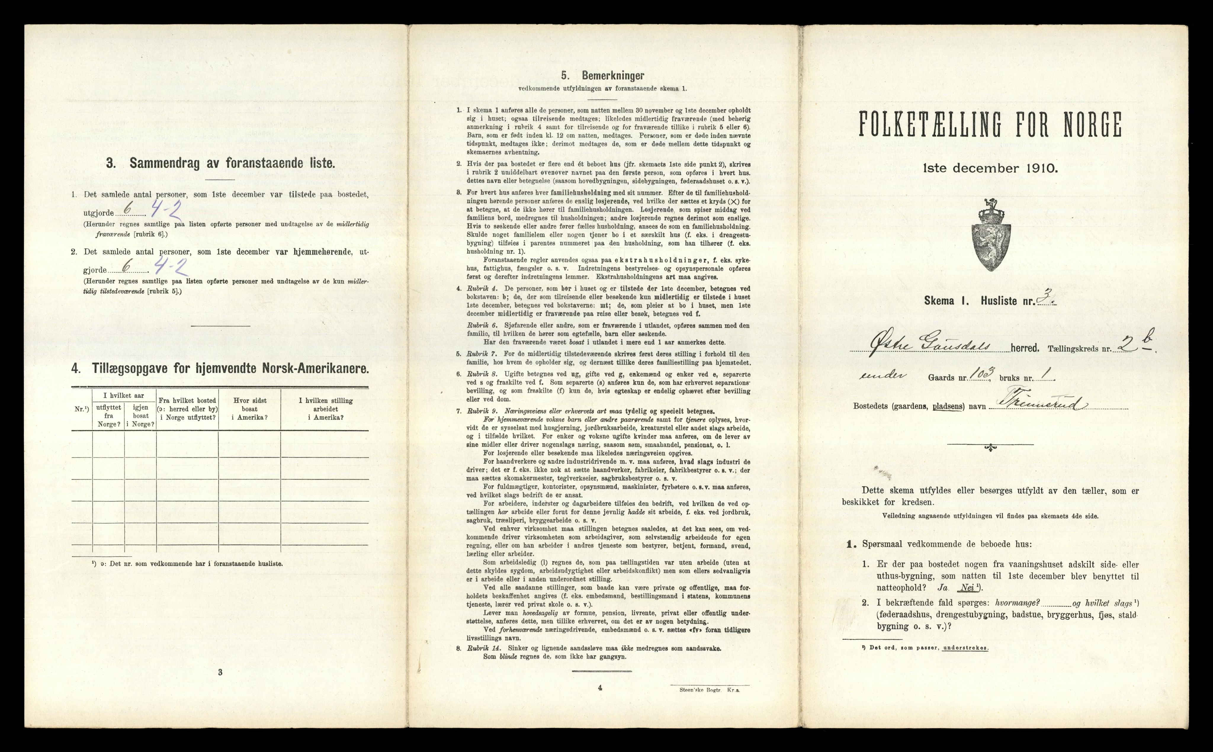 RA, 1910 census for Østre Gausdal, 1910, p. 374