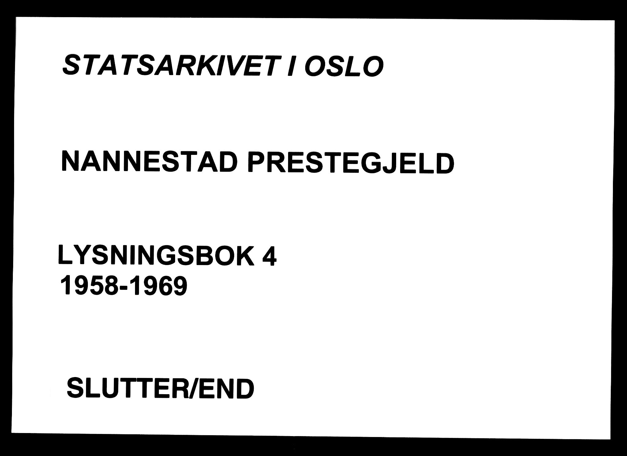 Nannestad prestekontor Kirkebøker, AV/SAO-A-10414a/H/Ha/L0004: Banns register no. I 4, 1958-1969