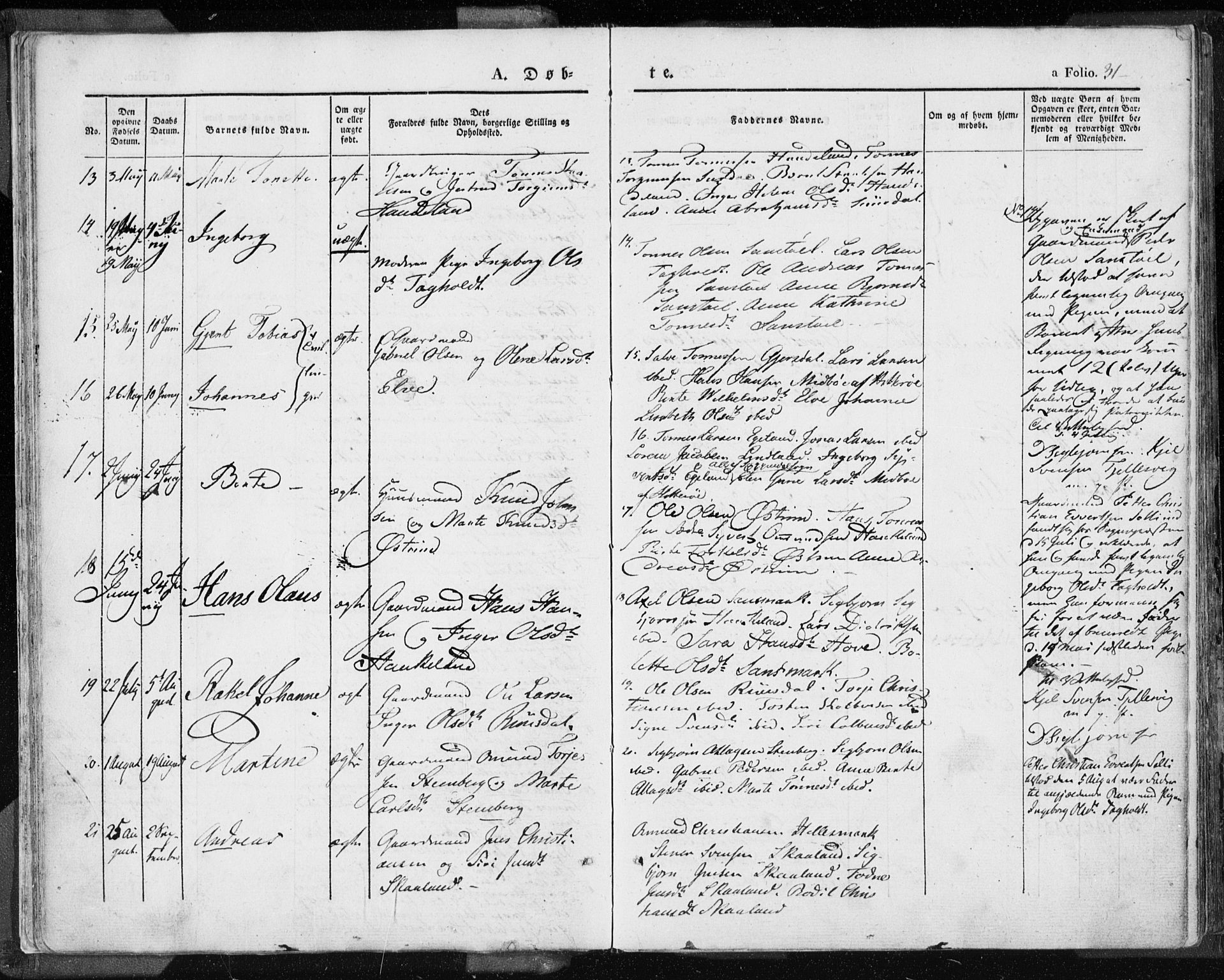 Lund sokneprestkontor, AV/SAST-A-101809/S06/L0007: Parish register (official) no. A 7.1, 1833-1854, p. 31