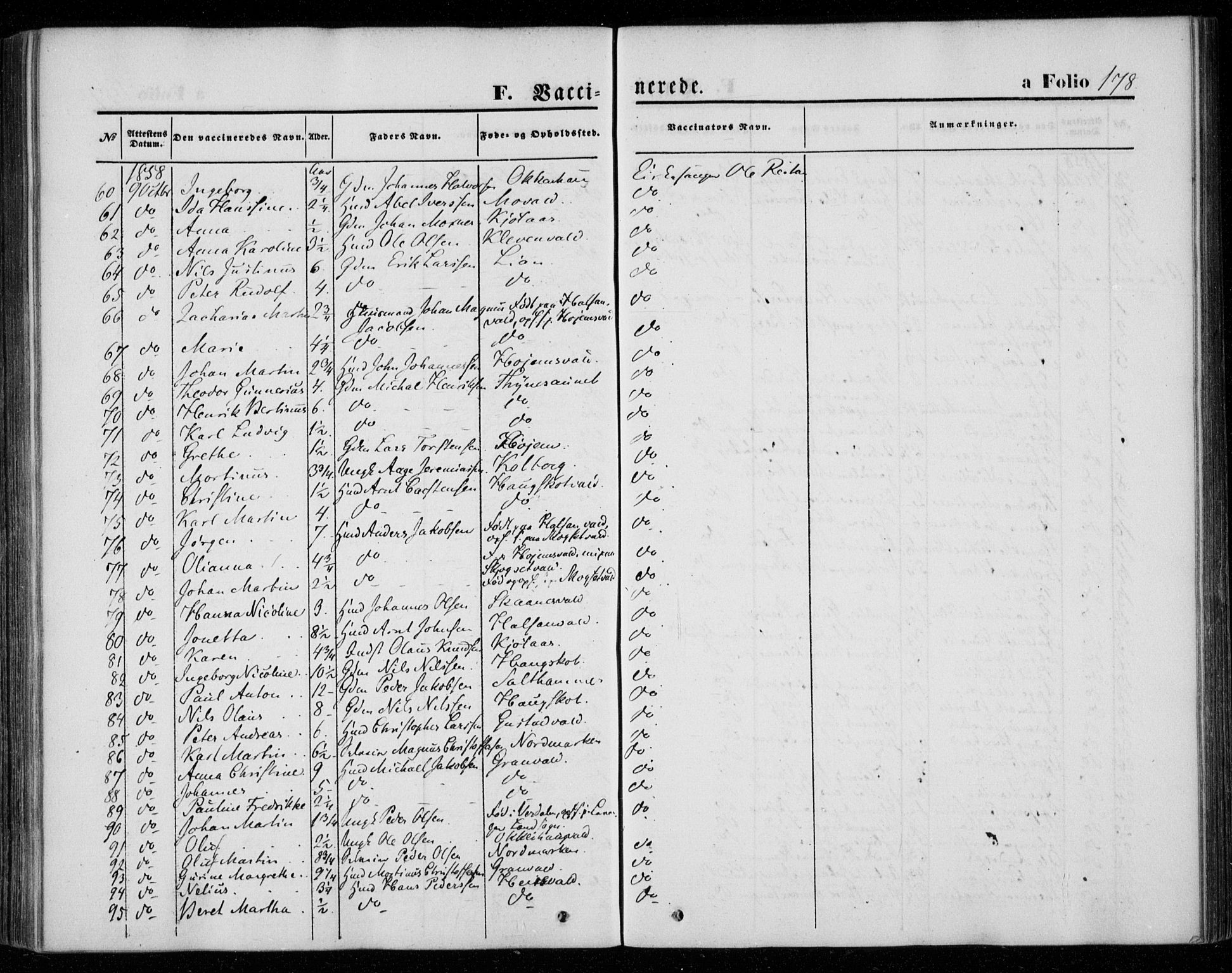 Ministerialprotokoller, klokkerbøker og fødselsregistre - Nord-Trøndelag, AV/SAT-A-1458/720/L0184: Parish register (official) no. 720A02 /1, 1855-1863, p. 178