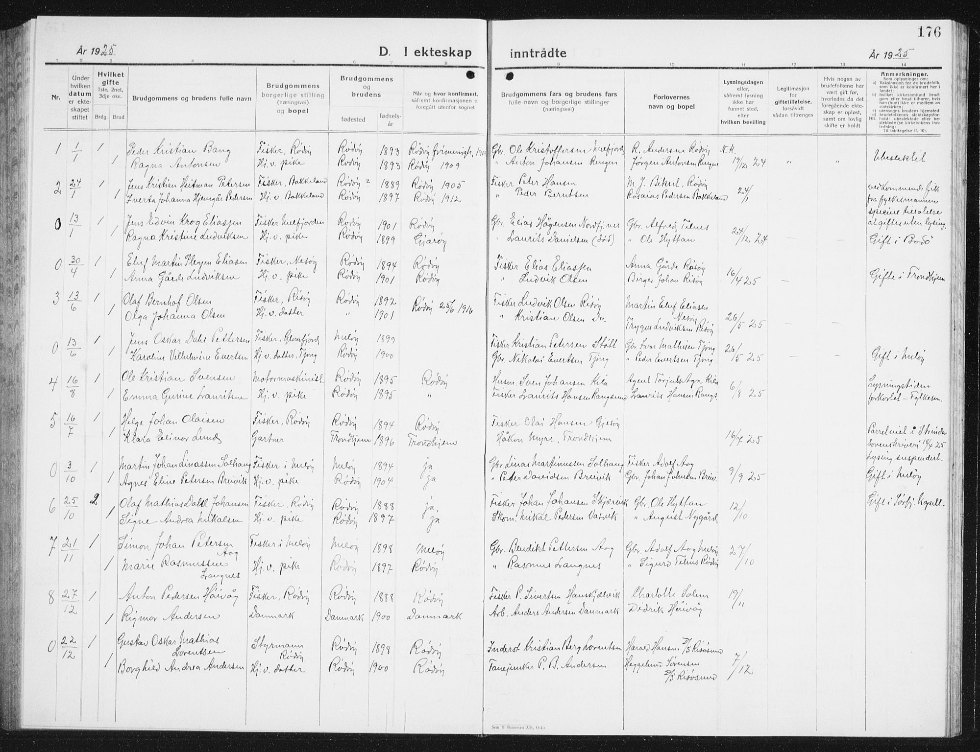 Ministerialprotokoller, klokkerbøker og fødselsregistre - Nordland, SAT/A-1459/841/L0622: Parish register (copy) no. 841C06, 1924-1942, p. 176