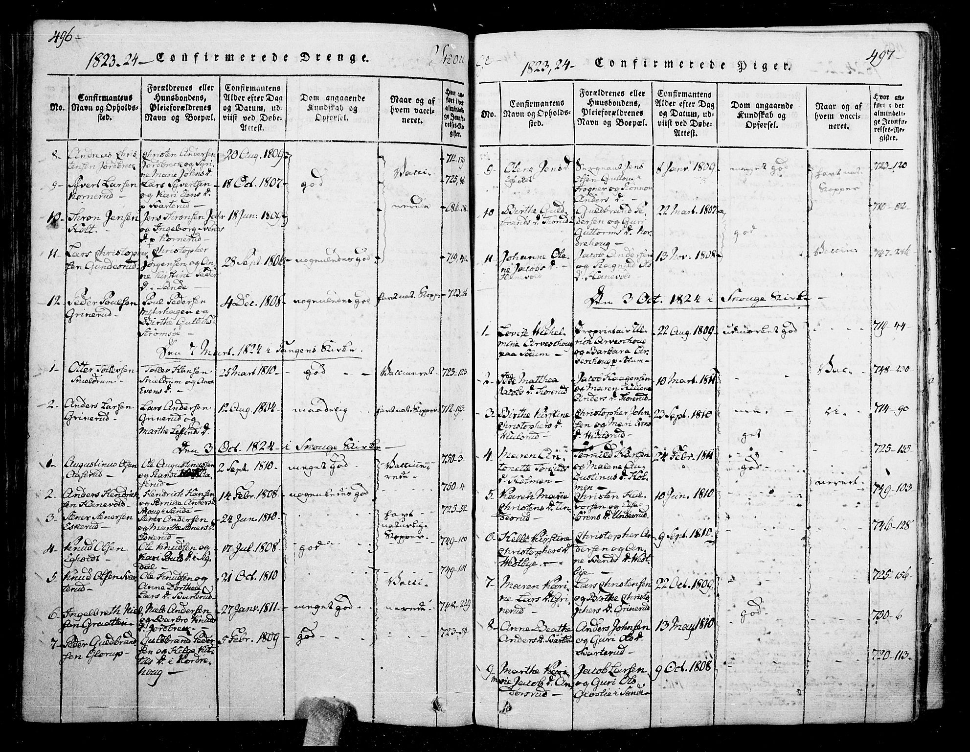 Skoger kirkebøker, AV/SAKO-A-59/F/Fa/L0002: Parish register (official) no. I 2 /1, 1814-1842, p. 496-497