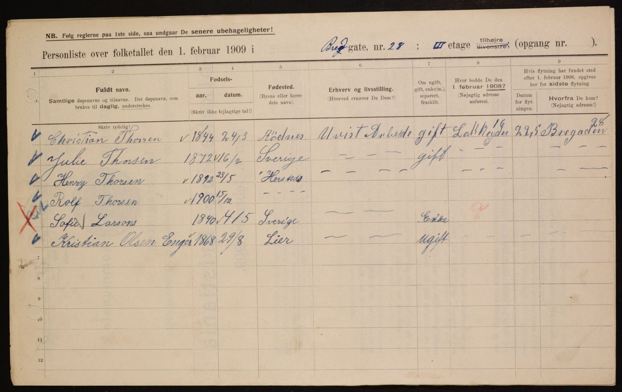 OBA, Municipal Census 1909 for Kristiania, 1909, p. 8080