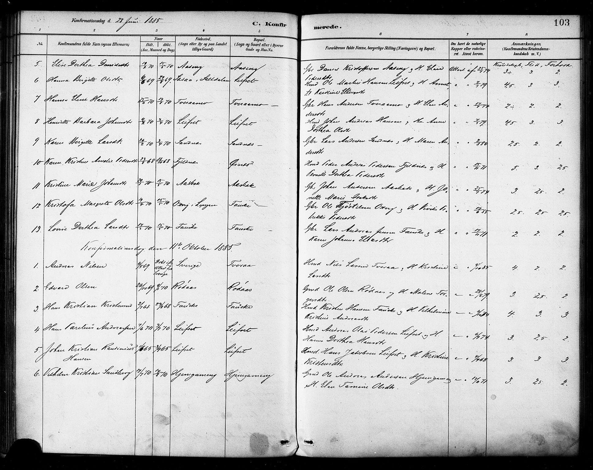 Ministerialprotokoller, klokkerbøker og fødselsregistre - Nordland, SAT/A-1459/849/L0689: Parish register (official) no. 849A01, 1879-1889, p. 103