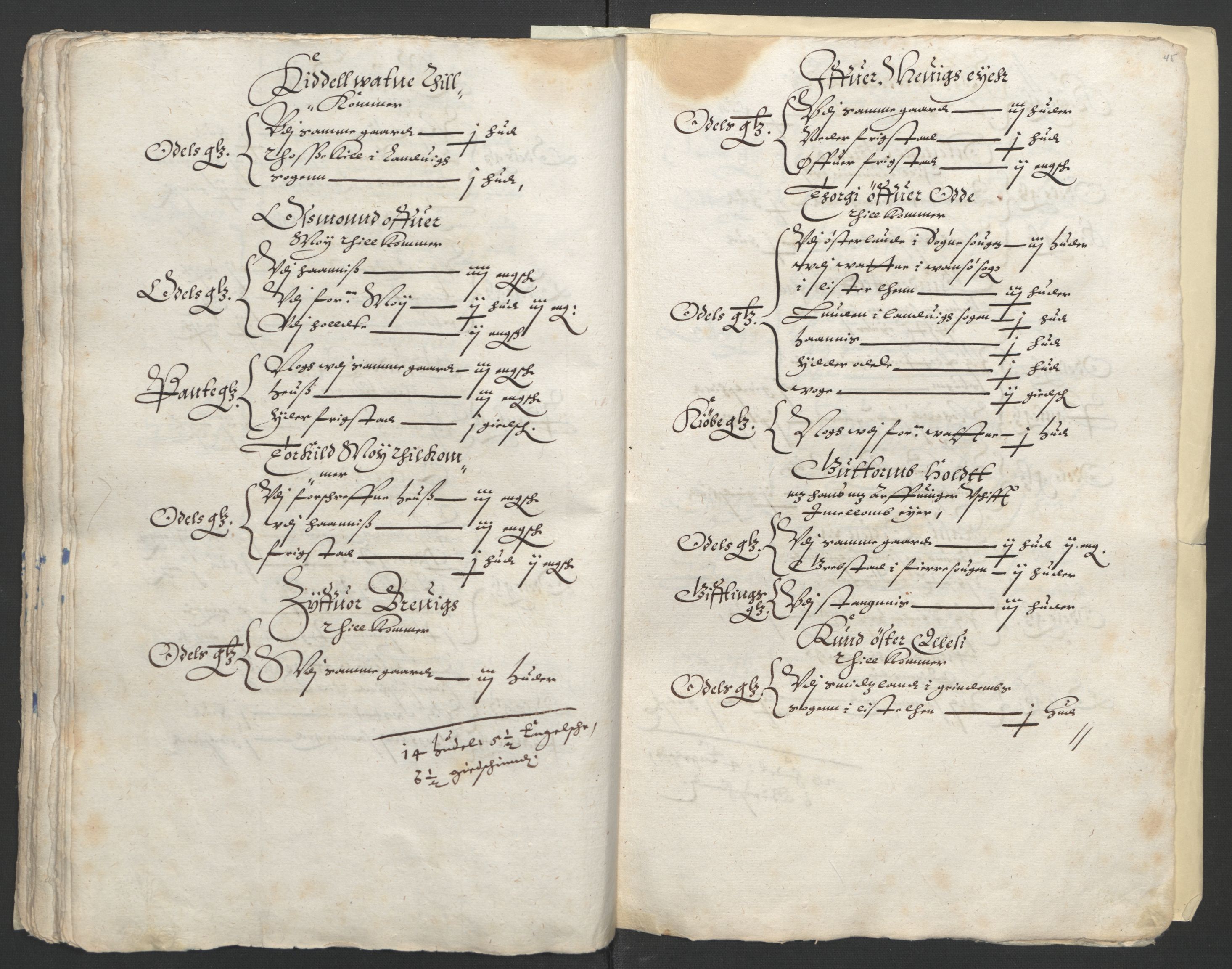 Stattholderembetet 1572-1771, AV/RA-EA-2870/Ek/L0010/0001: Jordebøker til utlikning av rosstjeneste 1624-1626: / Odelsjordebøker for Agdesiden len, 1624, p. 141