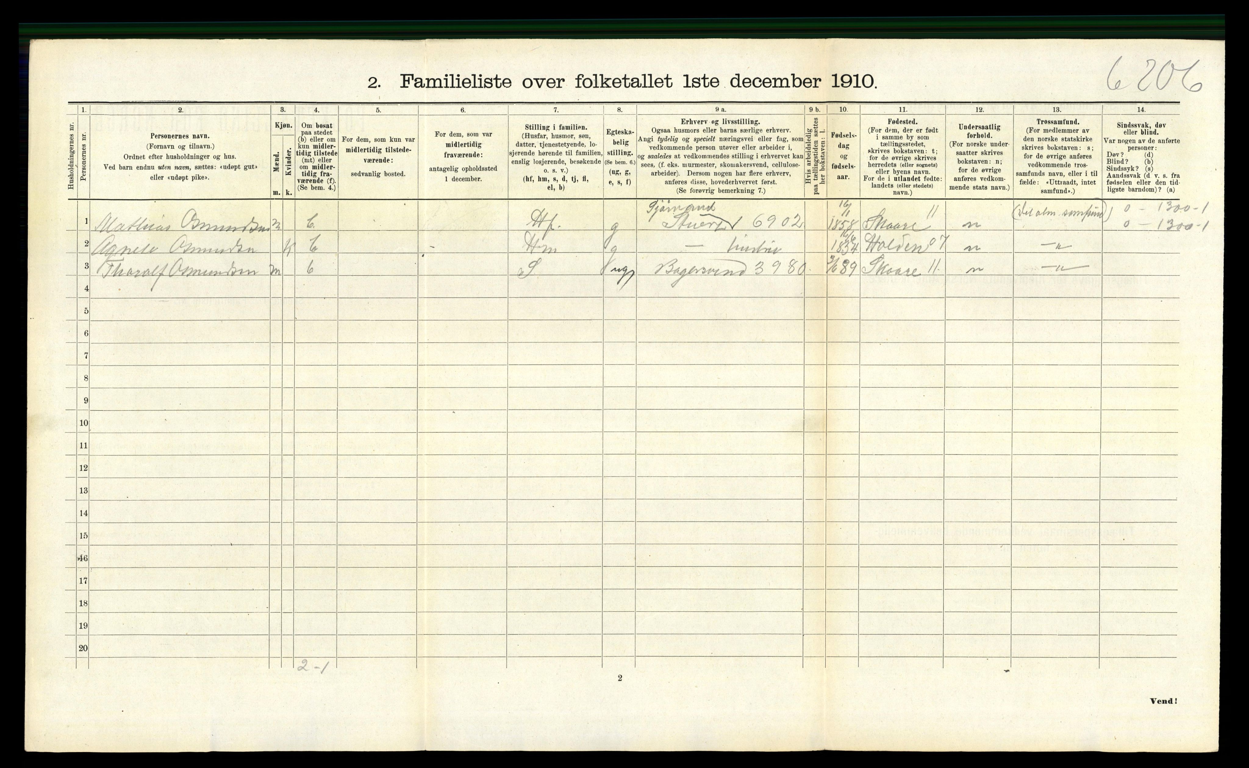 RA, 1910 census for Egersund, 1910, p. 1462