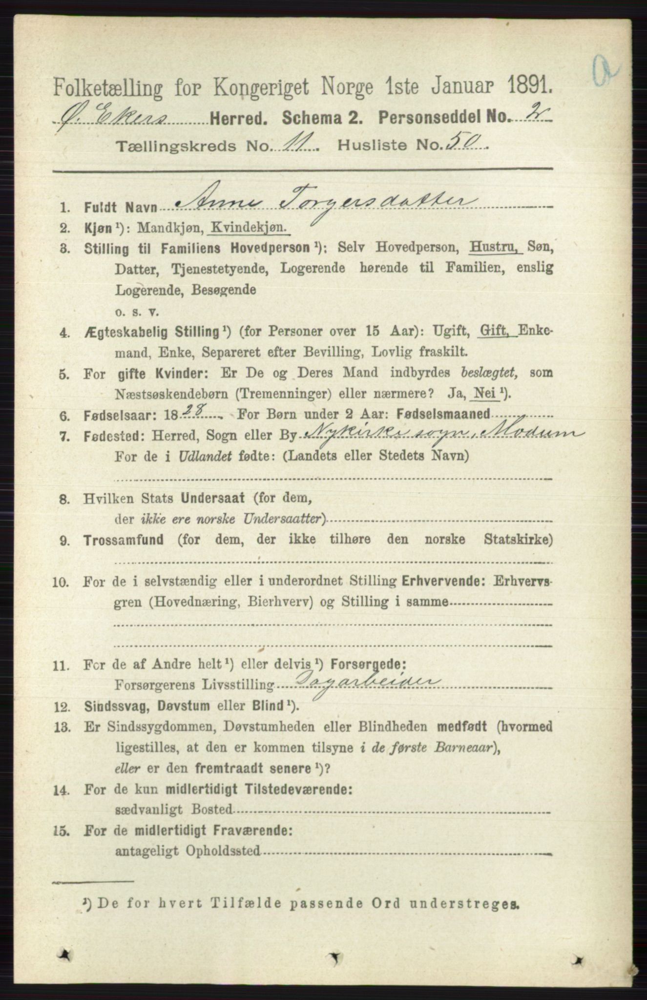 RA, 1891 census for 0624 Øvre Eiker, 1891, p. 4915