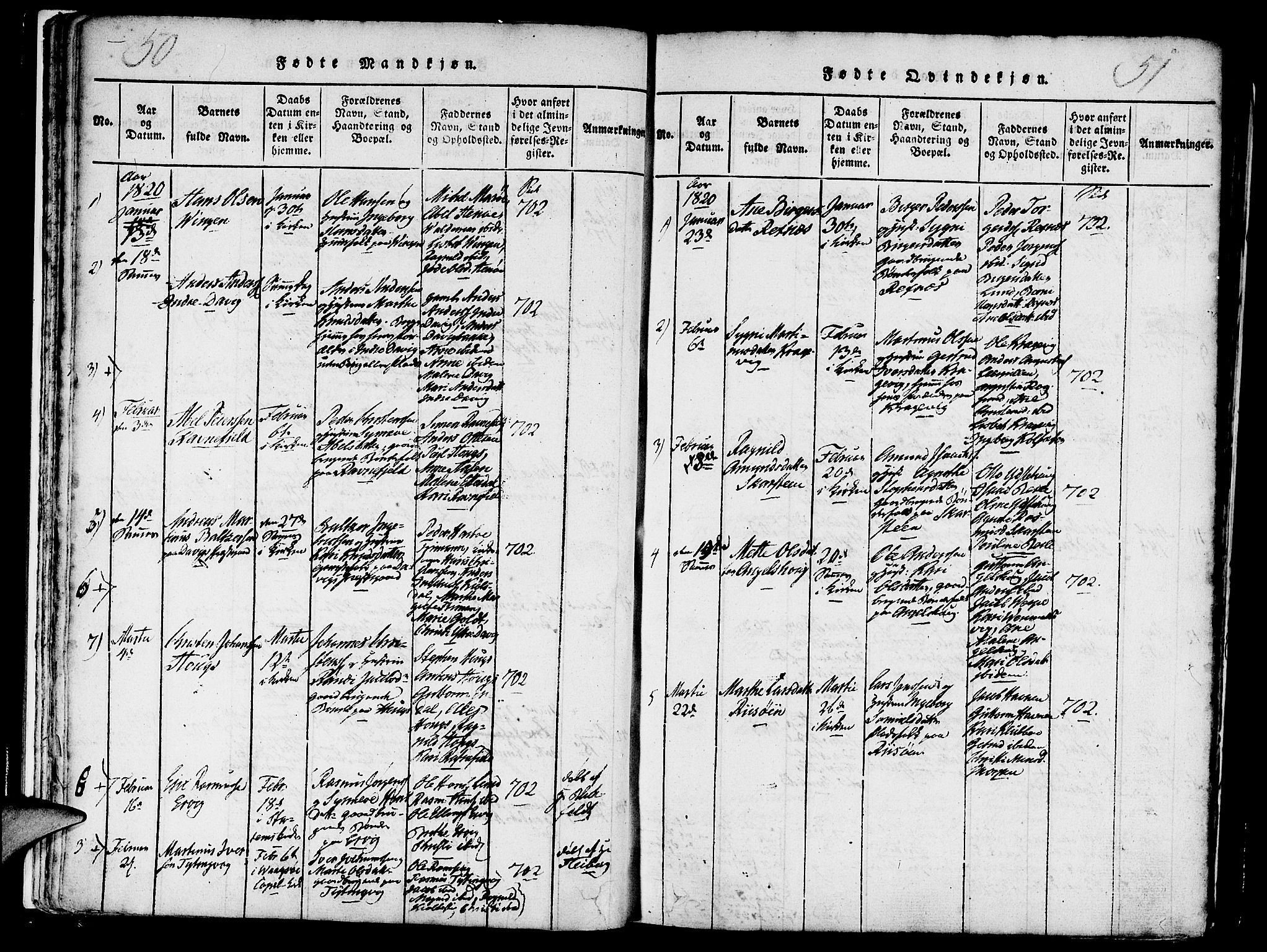 Davik sokneprestembete, AV/SAB-A-79701/H/Haa/Haaa/L0003: Parish register (official) no. A 3, 1816-1830, p. 50-51