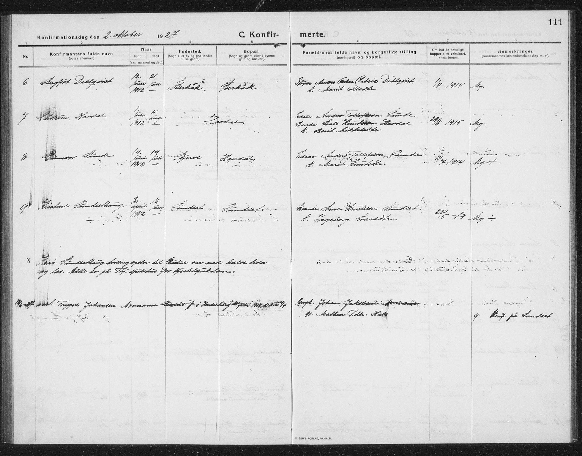 Ministerialprotokoller, klokkerbøker og fødselsregistre - Sør-Trøndelag, SAT/A-1456/675/L0888: Parish register (copy) no. 675C01, 1913-1935, p. 111