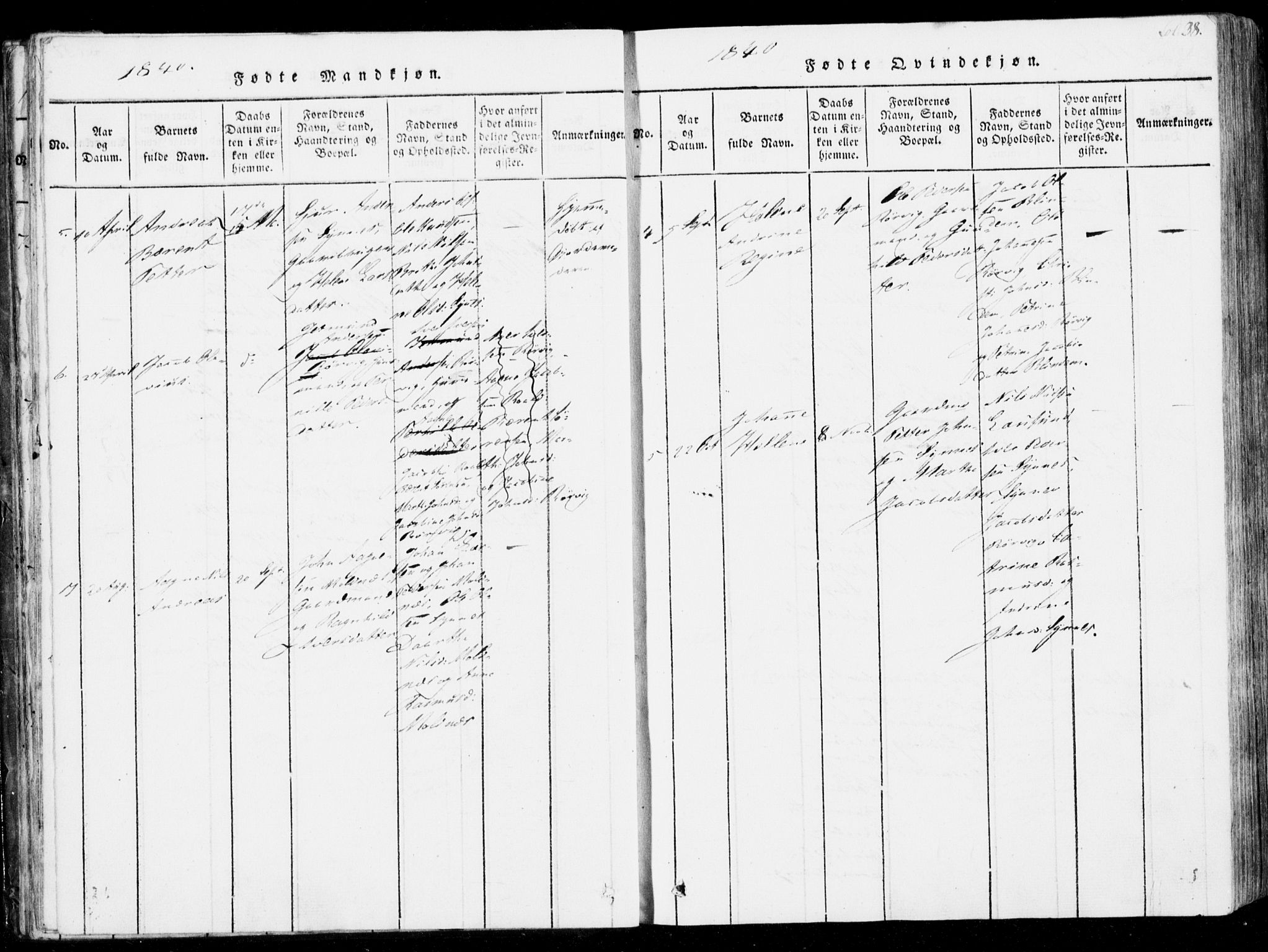 Ministerialprotokoller, klokkerbøker og fødselsregistre - Møre og Romsdal, SAT/A-1454/537/L0517: Parish register (official) no. 537A01, 1818-1862, p. 38