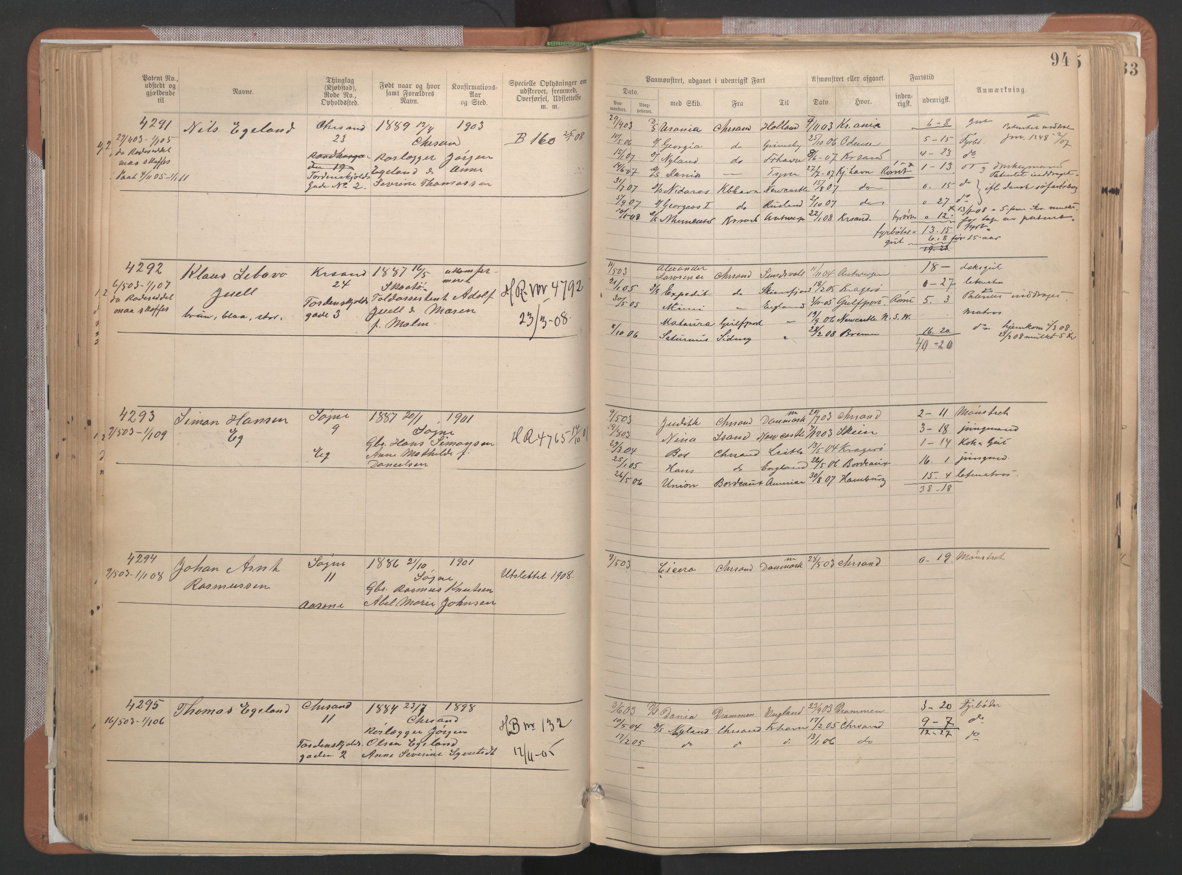 Kristiansand mønstringskrets, AV/SAK-2031-0015/F/Fa/L0007: Annotasjonsrulle nr 3831-6645, I-5, 1898-1920, p. 153
