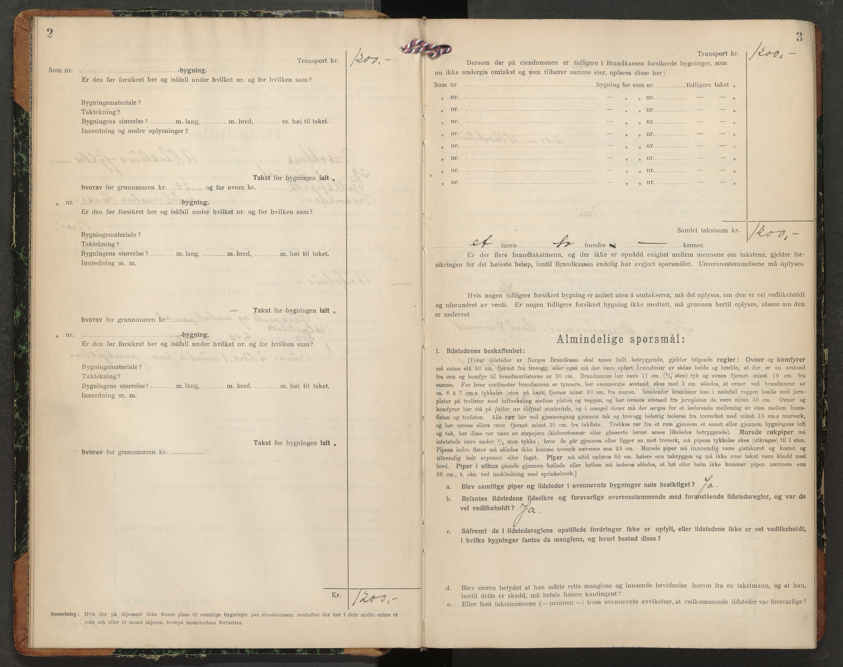 Norges brannkasse, branntakster Nesodden, AV/SAO-A-11393/F/Fb/L0005: Branntakstprotokoll, 1923-1932