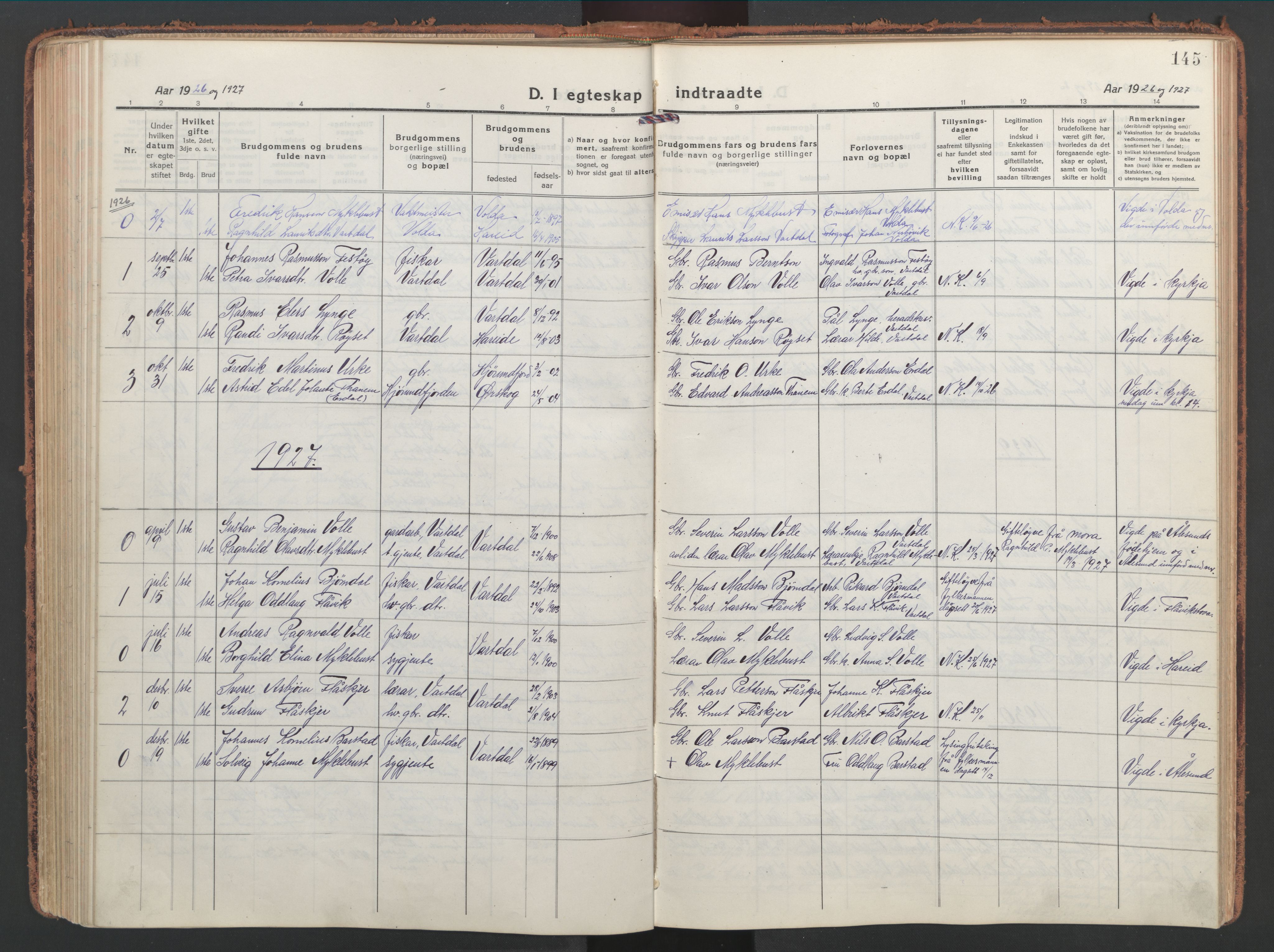 Ministerialprotokoller, klokkerbøker og fødselsregistre - Møre og Romsdal, AV/SAT-A-1454/514/L0202: Parish register (copy) no. 514C02, 1916-1944, p. 145