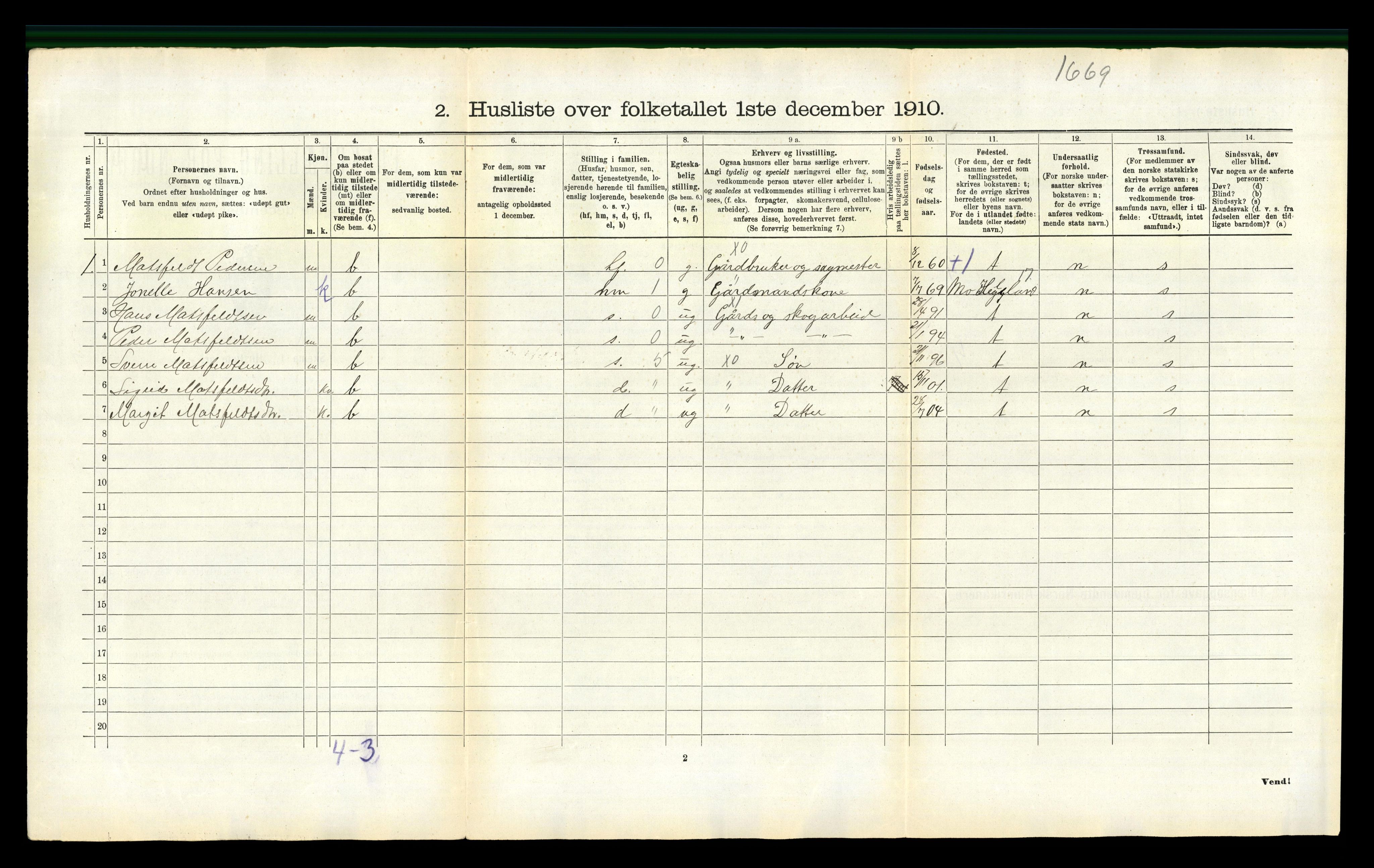 RA, 1910 census for Beiarn, 1910, p. 608