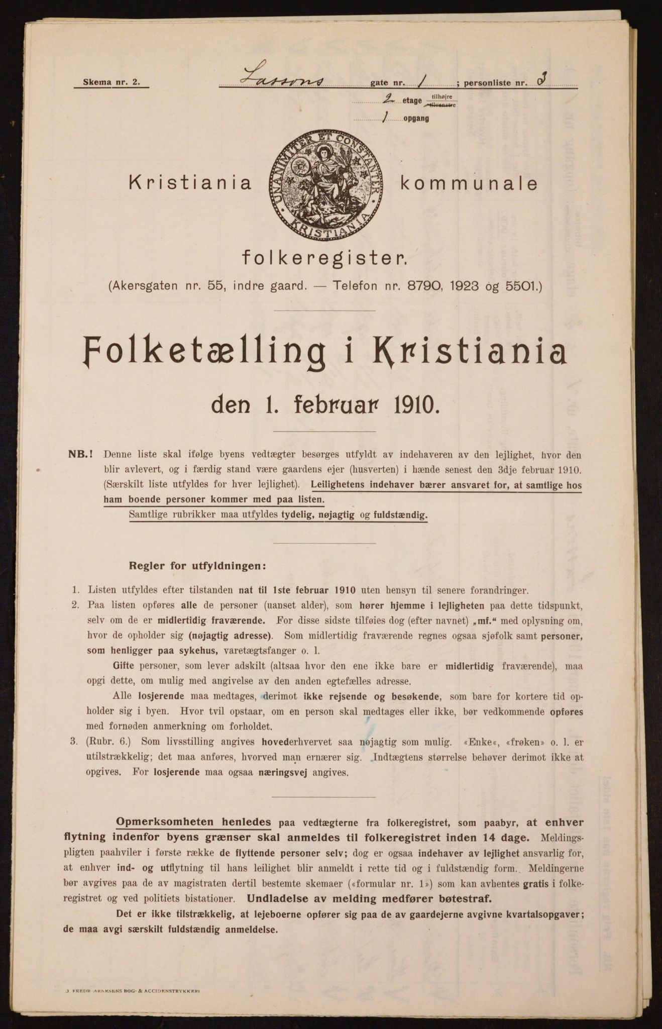 OBA, Municipal Census 1910 for Kristiania, 1910, p. 55260