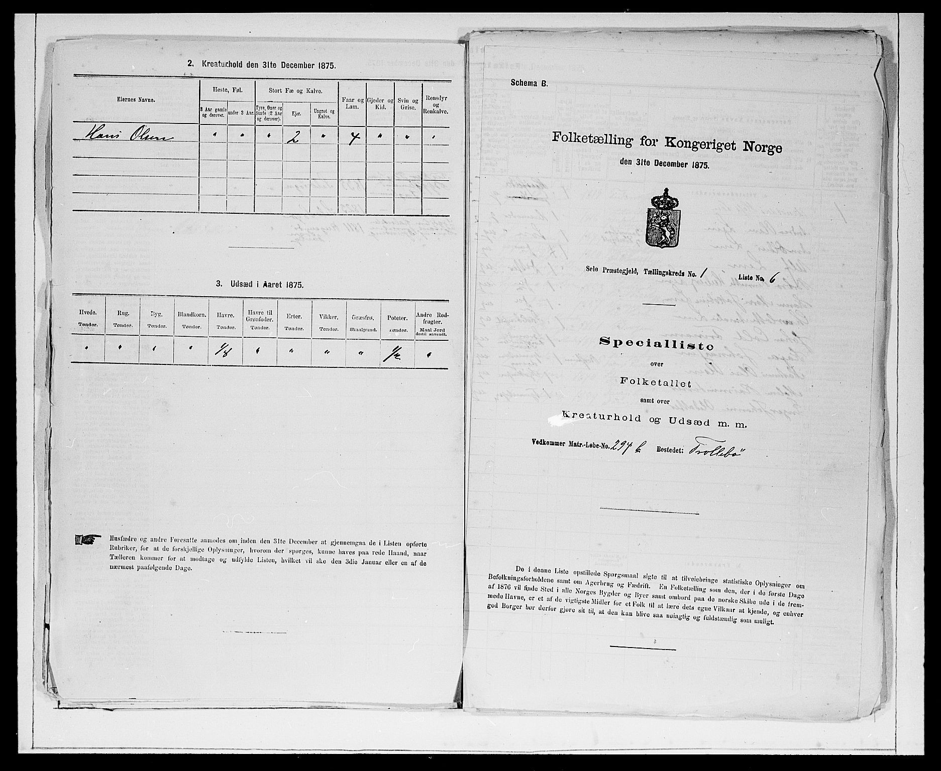 SAB, 1875 Census for 1441P Selje, 1875, p. 42