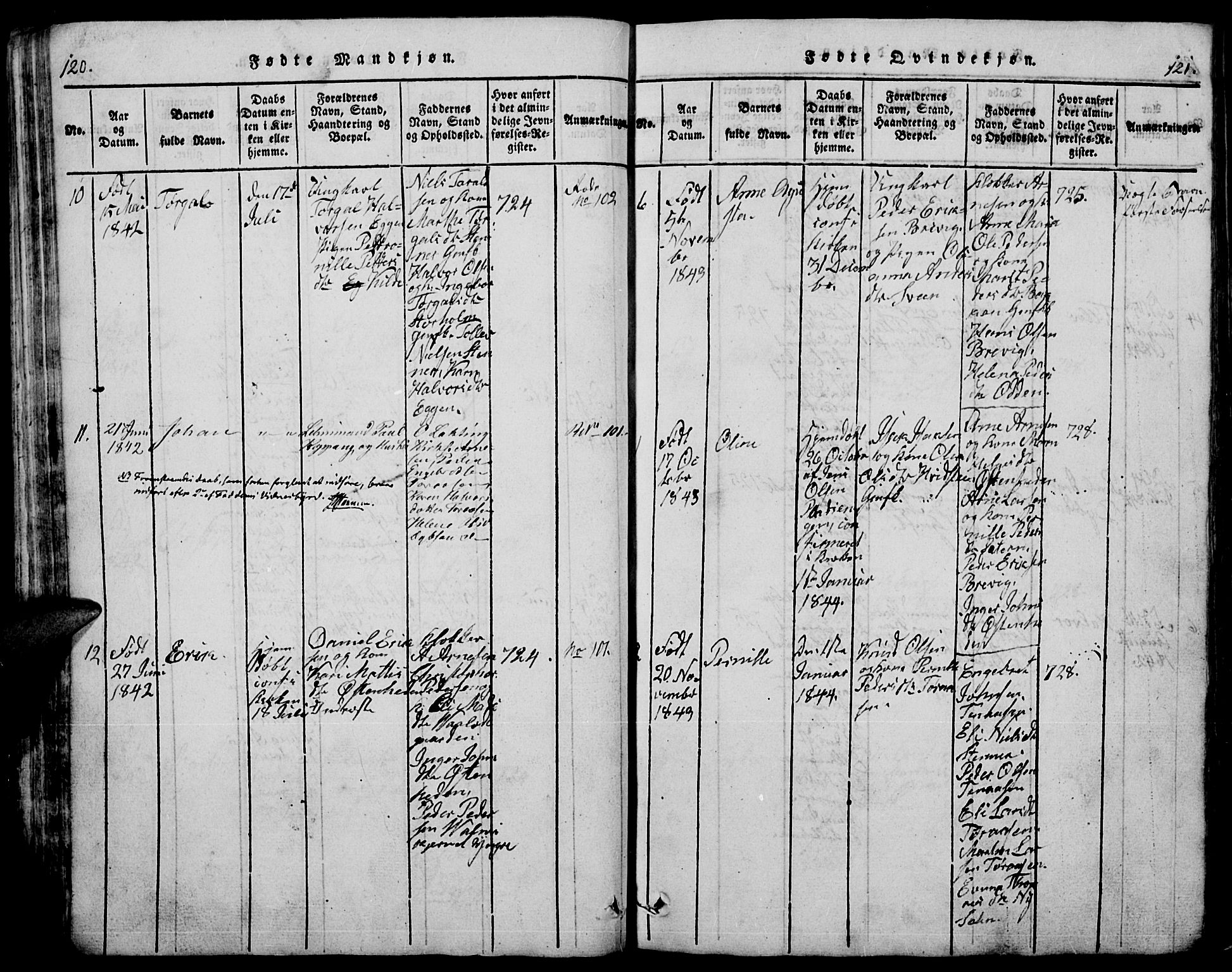 Trysil prestekontor, AV/SAH-PREST-046/H/Ha/Hab/L0005: Parish register (copy) no. 5, 1814-1877, p. 120-121