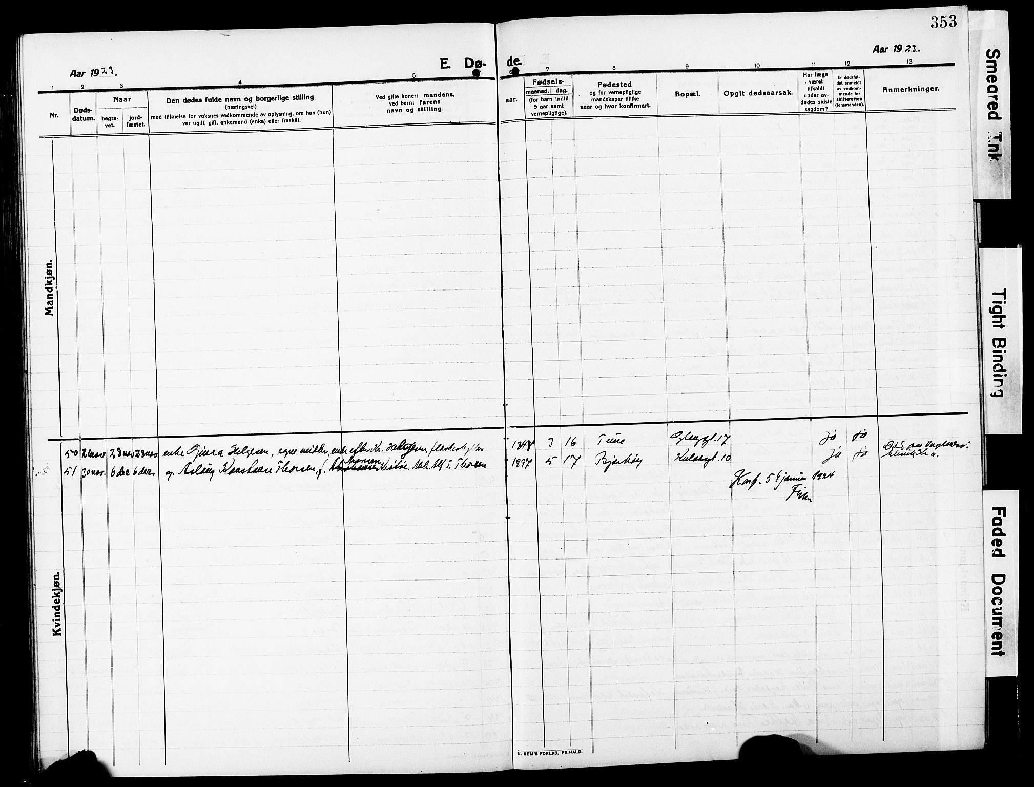 Sarpsborg prestekontor Kirkebøker, AV/SAO-A-2006/G/Ga/L0002: Parish register (copy) no. 2, 1912-1931, p. 353